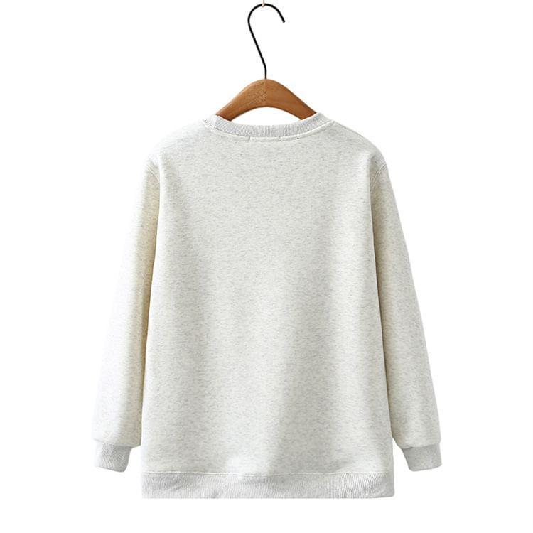 Plus Size Round Neck Rabbit Print Pullover Product Image