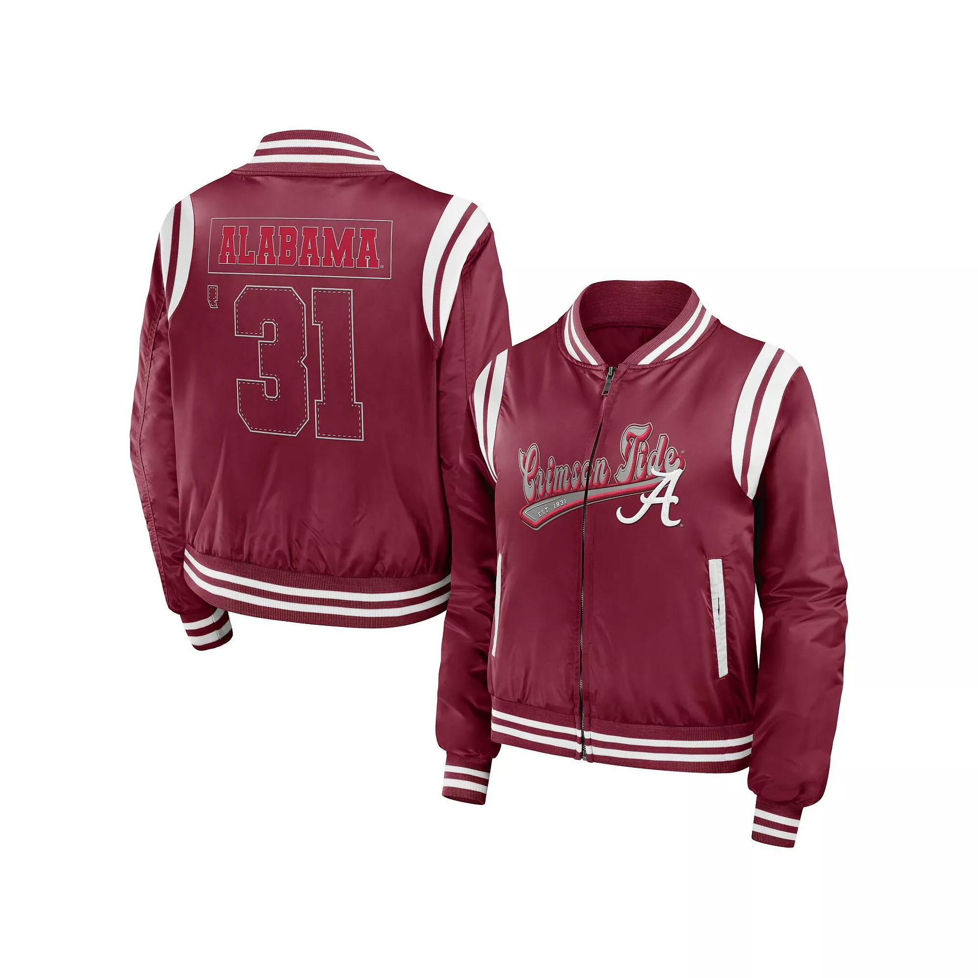 Women's WEAR by Erin Andrews Crimson Alabama Crimson Tide Football Bomber Full-Zip Jacket, Size: XL, Red Product Image