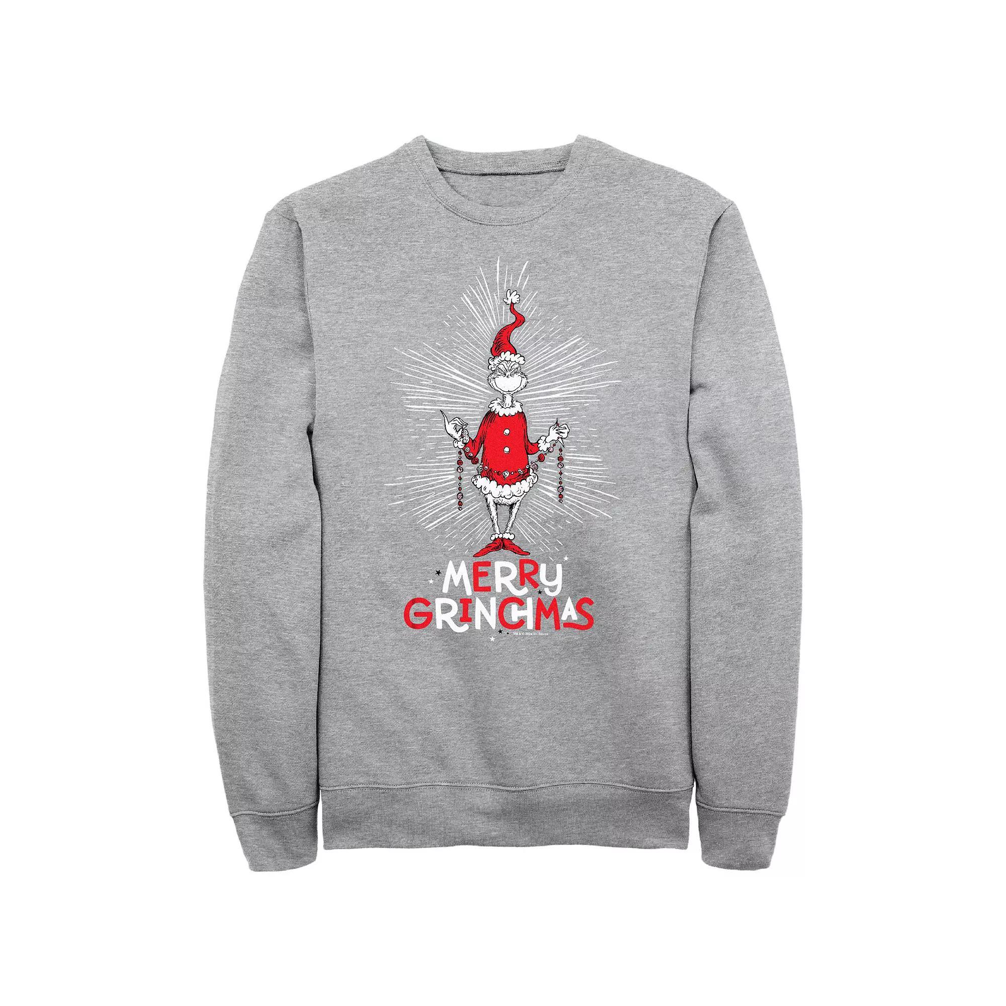 Big & Tall Dr. Seuss Merry Grinchmas Graphic Fleece, Men's, Size: XL, Athletic Grey Product Image
