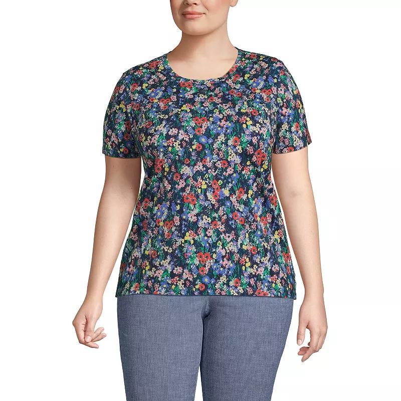 Plus Size Lands' End Relaxed Supima Cotton Crewneck Tee, Women's, Size: 1XL, Pale Yellow Product Image