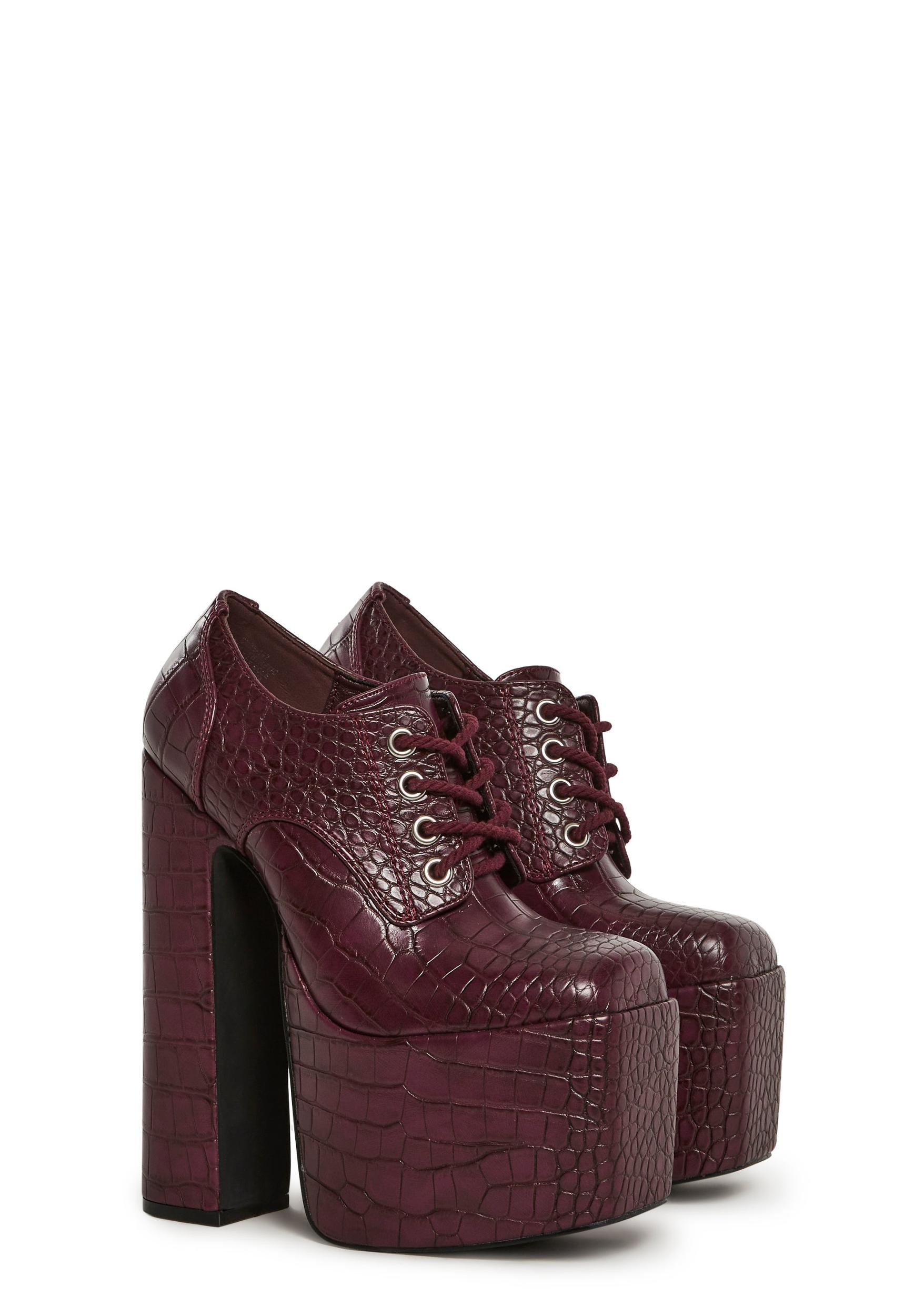 Womens Animal Print Platform Oxford Shoes - Red Product Image