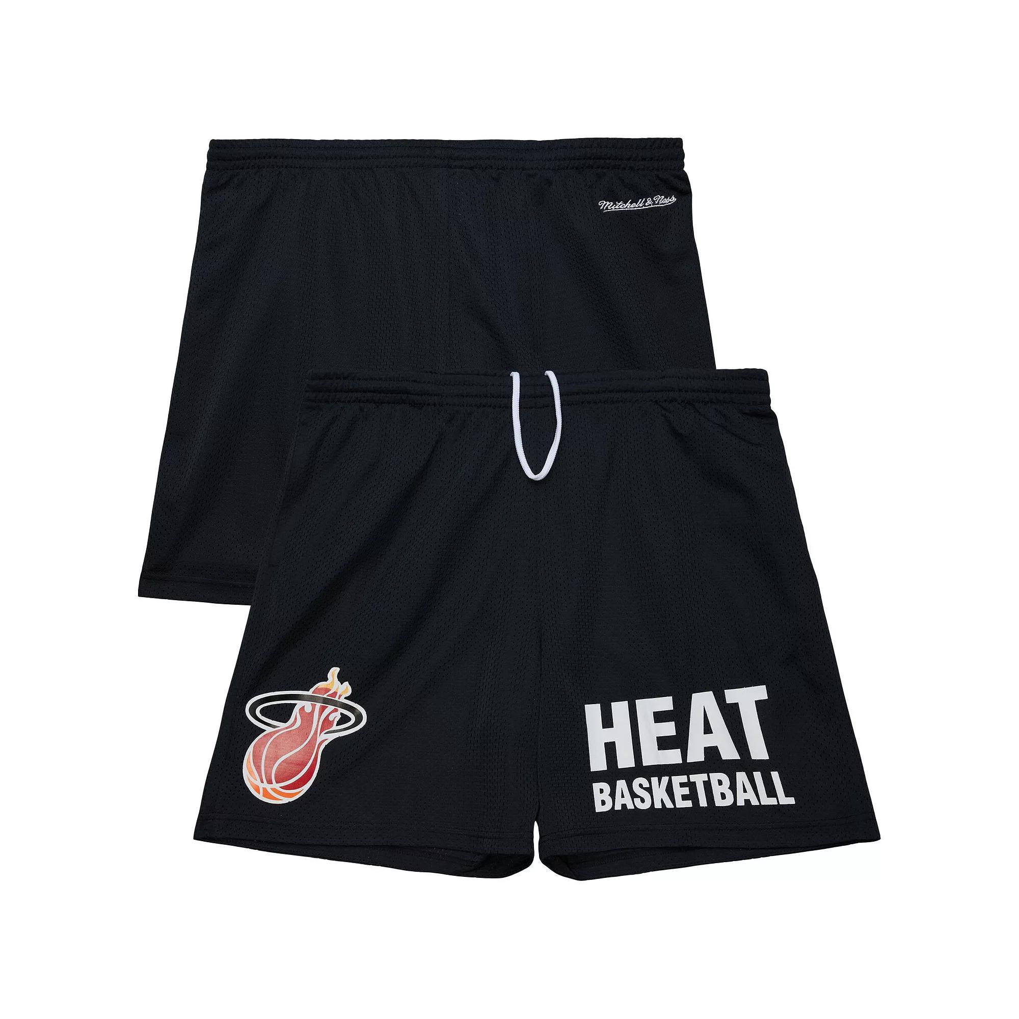 Men's Mitchell & Ness Black Miami Heat Hardwood Classics Gameday Mesh Shorts, Size: 2XL Product Image
