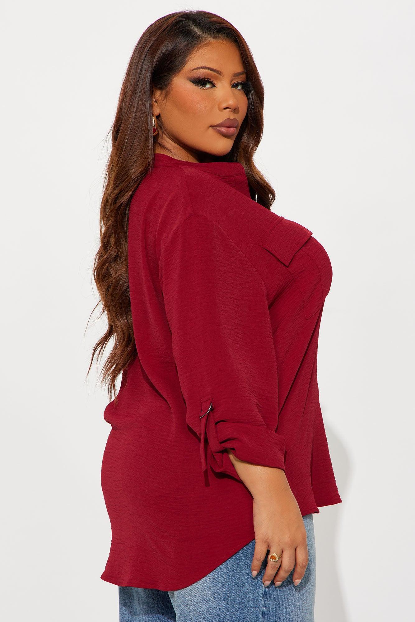 Solange Blouse Top - Burgundy Product Image