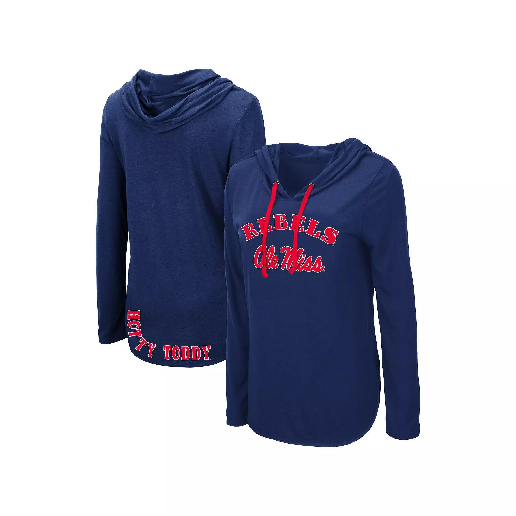 Women's Colosseum Navy Ole Miss Rebels My Lover Lightweight Hooded Long Sleeve T-Shirt, Size: 2XL, Blue Product Image