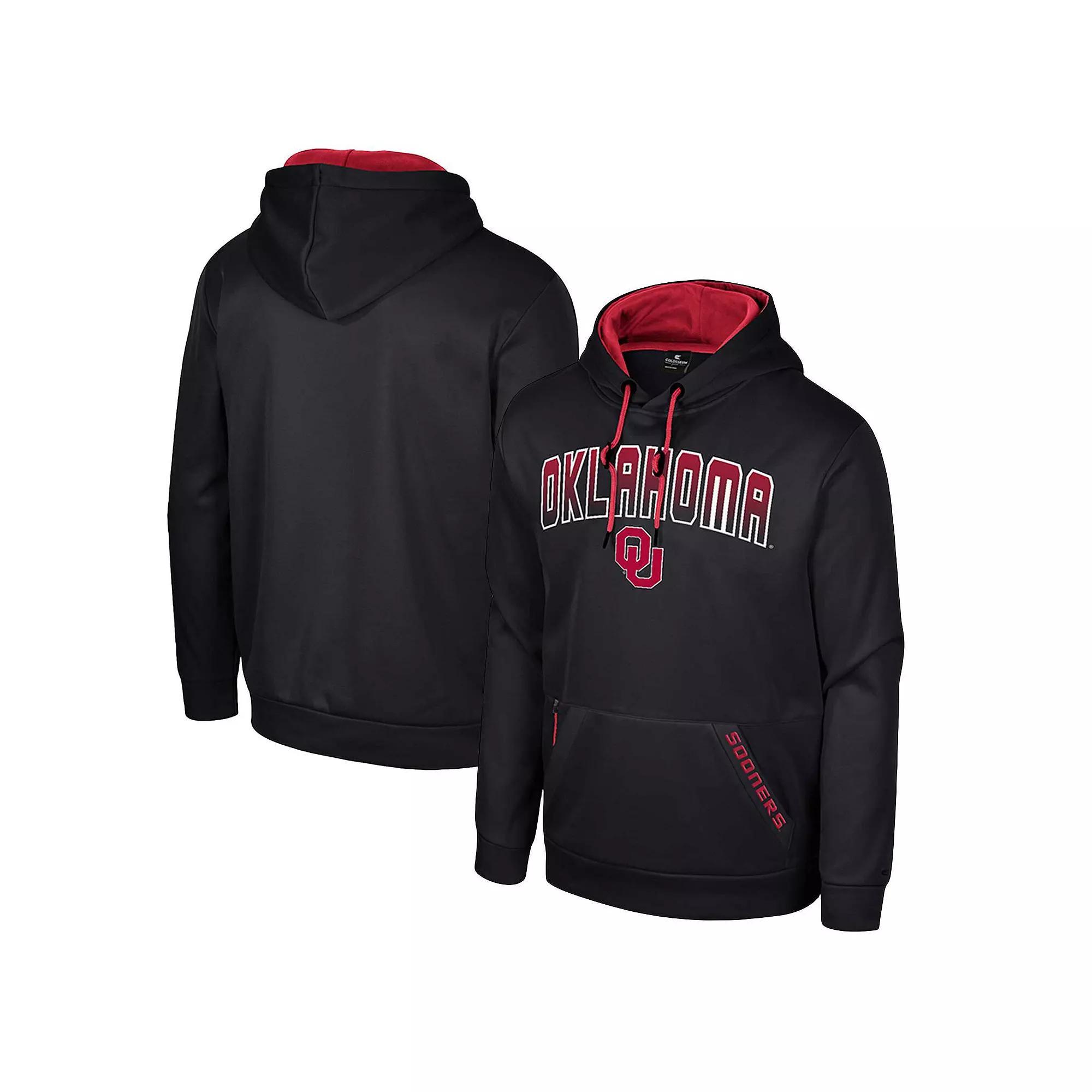 Men's Colosseum Black Oklahoma Sooners Reese Pullover Hoodie, Size: Large Product Image
