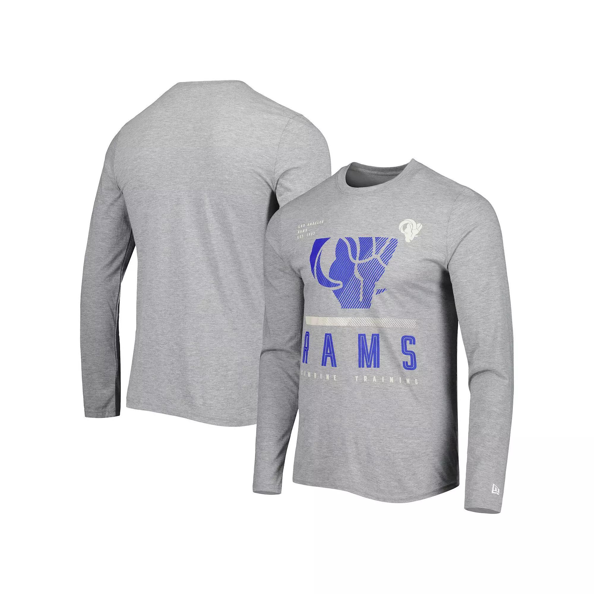 Men's New Era Heathered Gray Los Angeles Rams Combine Authentic Red Zone Long Sleeve T-Shirt, Size: XL, Grey Product Image