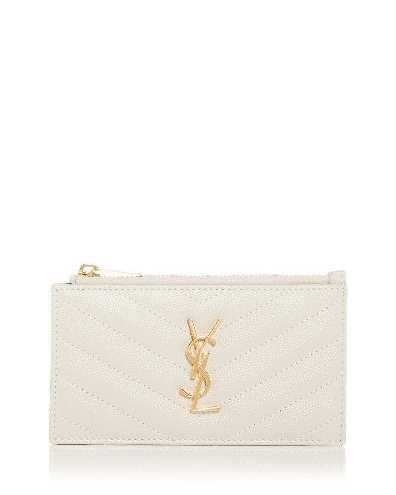 Saint Laurent Cassandre Matelasse Fragments Zipped Card Case Product Image