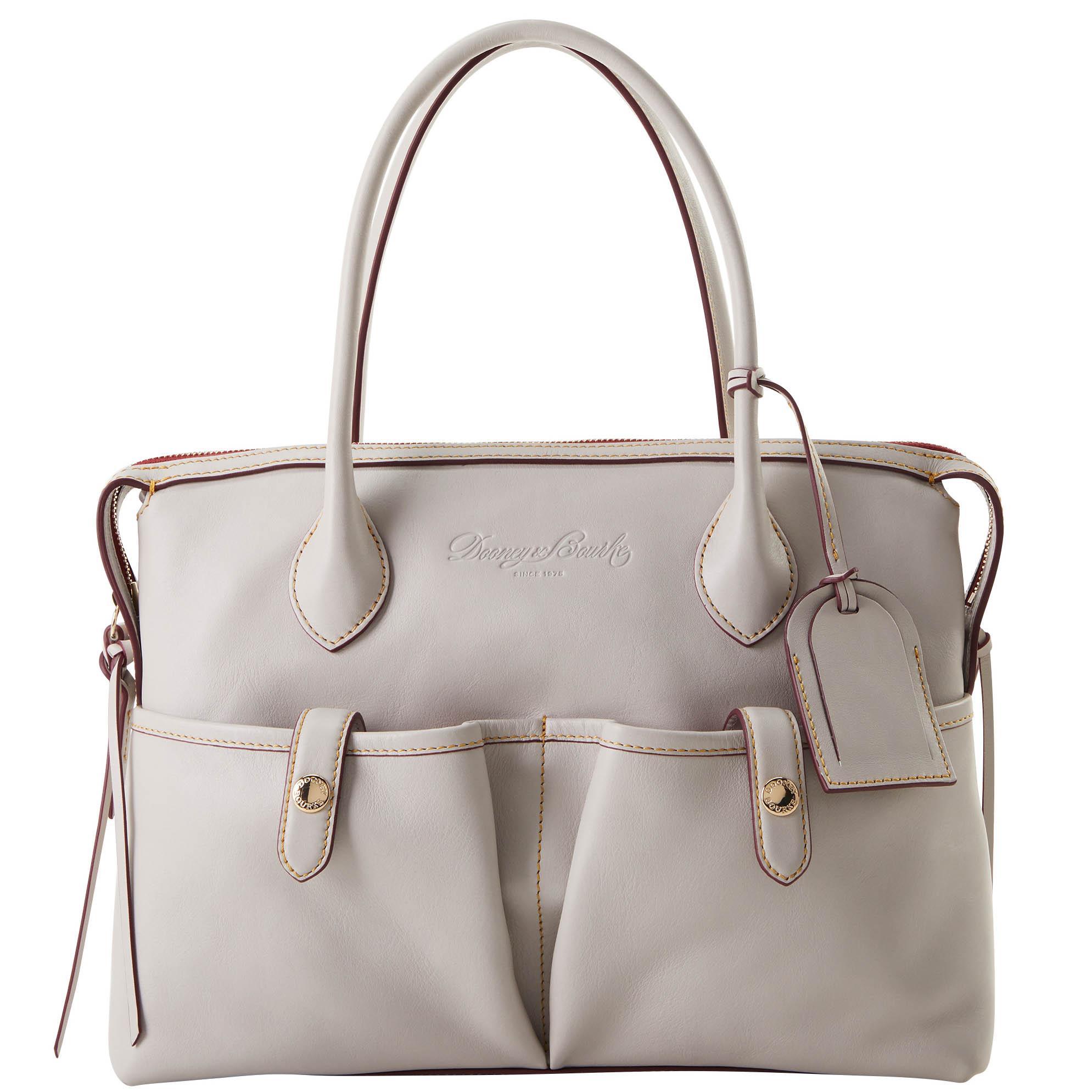 Dooney & Bourke Womens Florentine Medium East West Leather Satchel Bag in Ecru Product Image