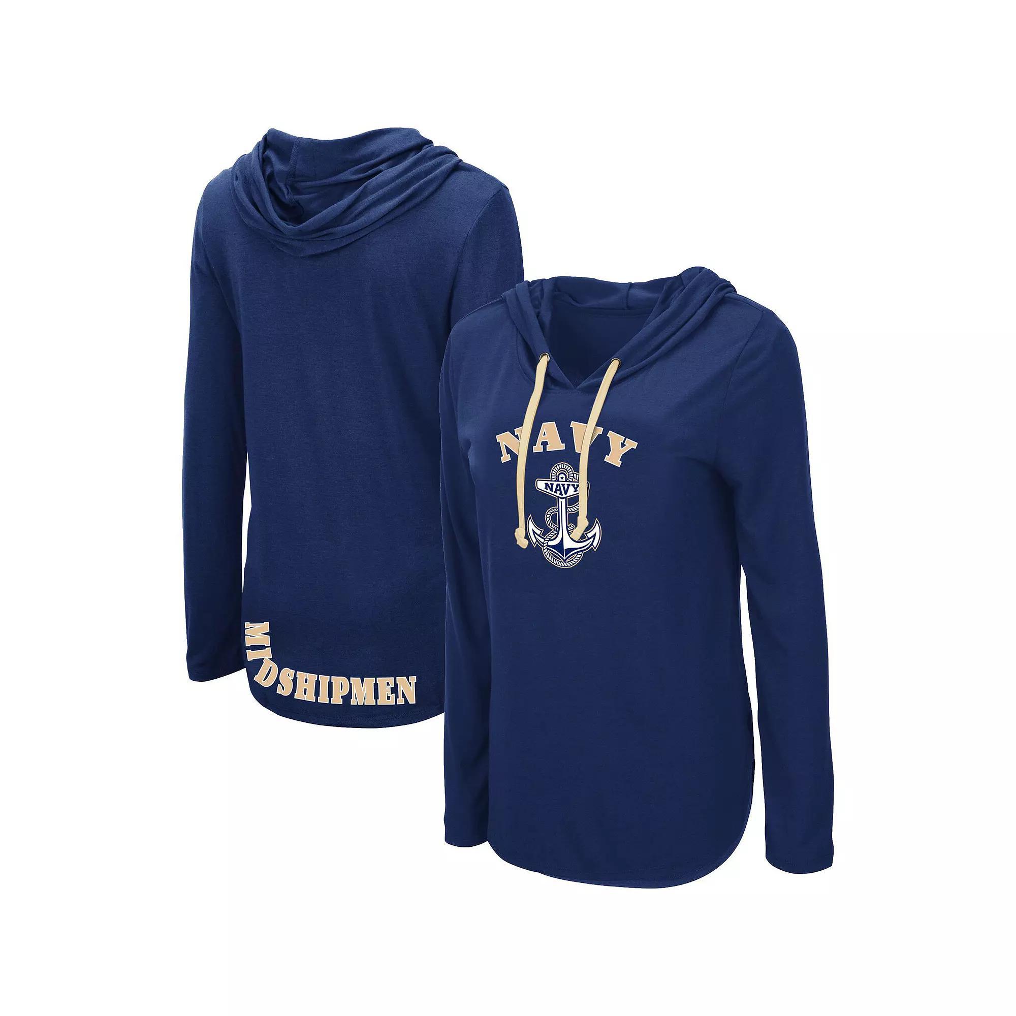 Womens Colosseum Midshipmen My Lover Lightweight Hooded Long Sleeve T-Shirt Blue Product Image
