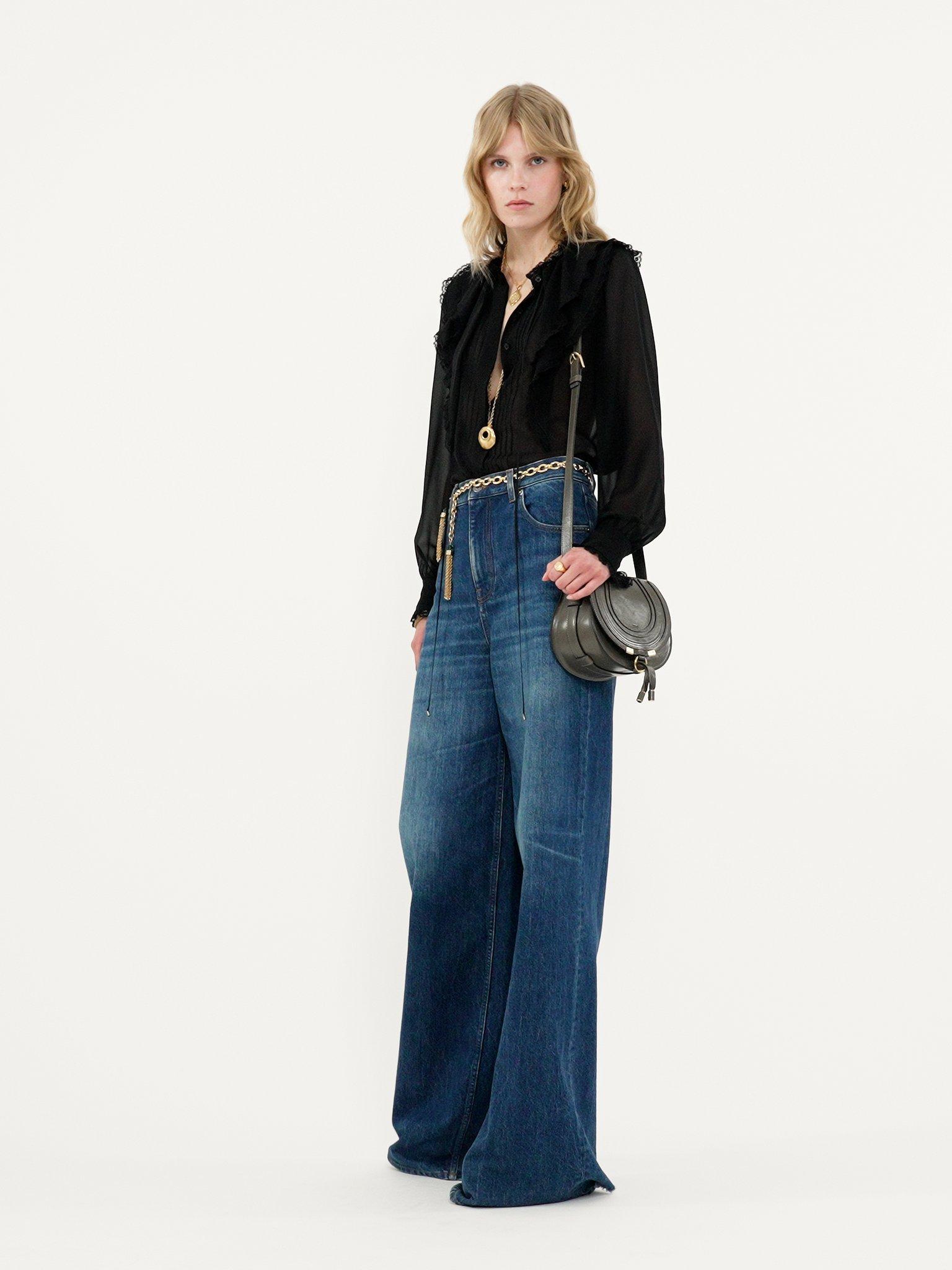 Small Marcie saddle bag in shiny leather Product Image