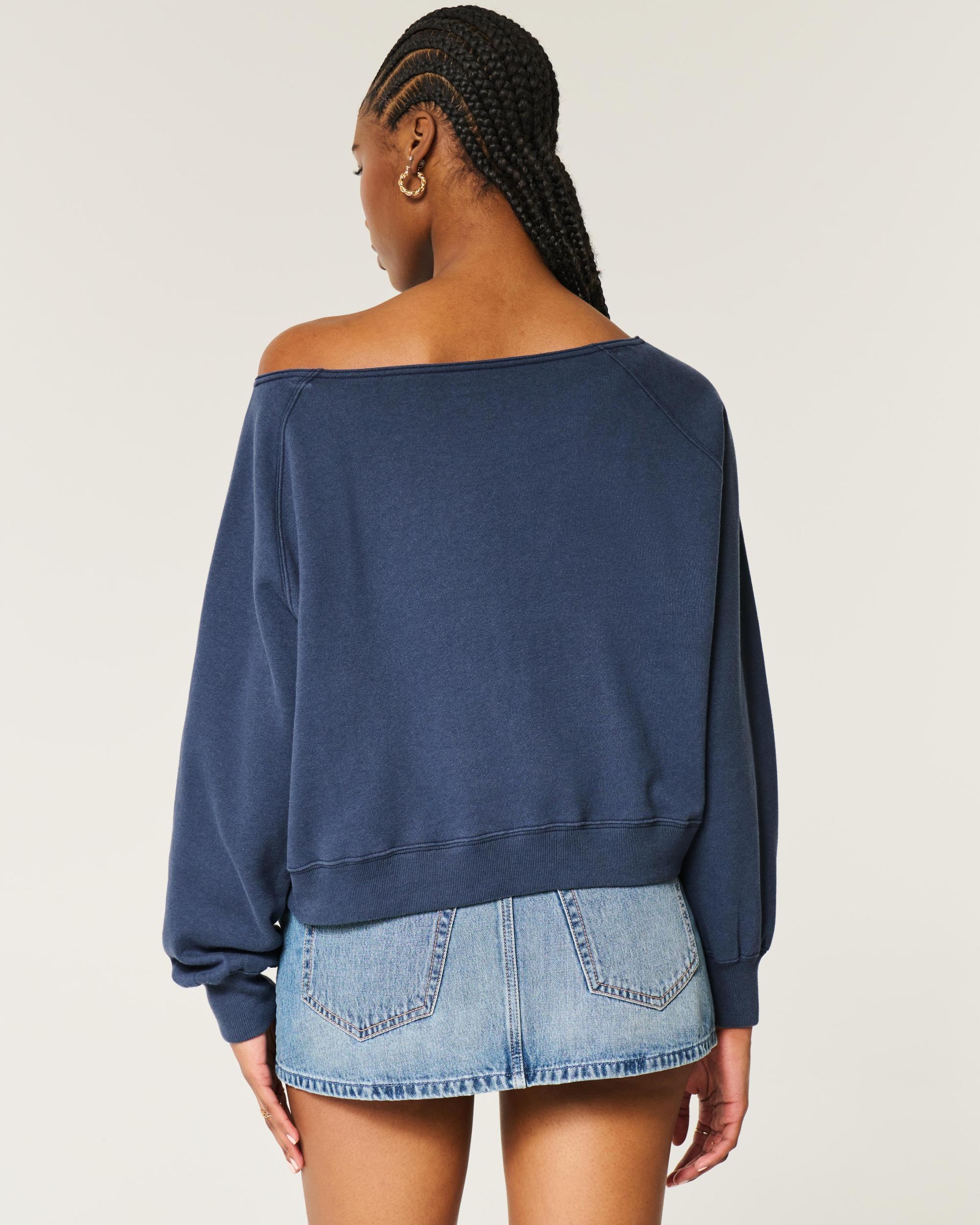 Easy Off-the-Shoulder NYC Graphic Sweatshirt Product Image