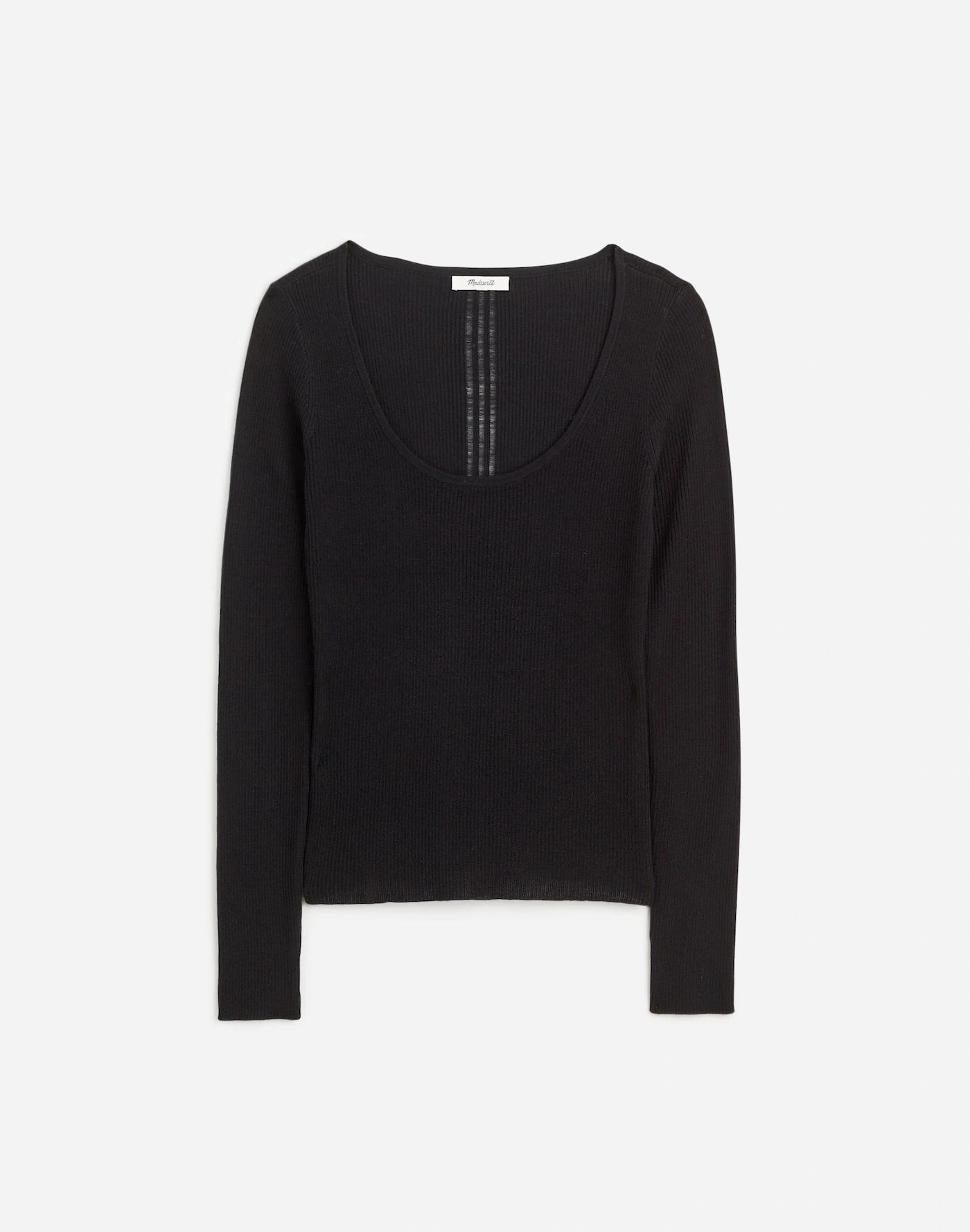 Merino Wool-Silk Blend Scoopneck Sweater Product Image