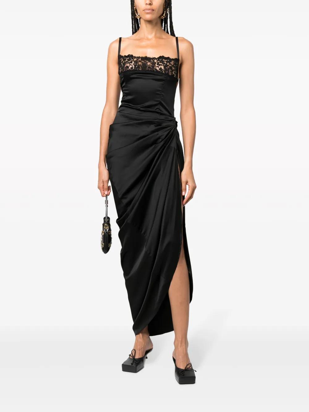 La Saudade floral-embroidered asymmetric dress Product Image