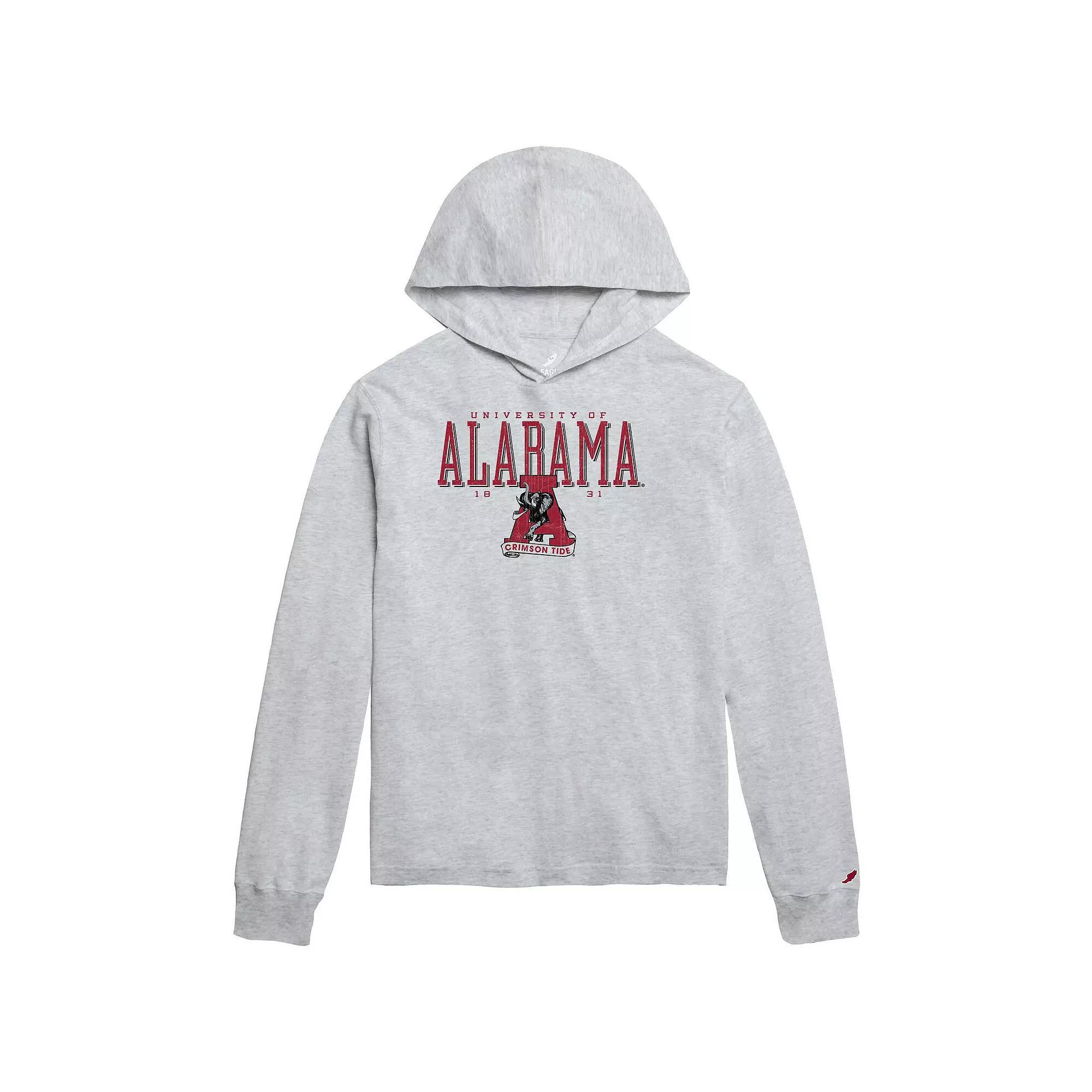 Men's League Collegiate Wear Ash Alabama Crimson Tide Team Stack Tumble Long Sleeve Hooded T-Shirt, Size: XL, Black Product Image