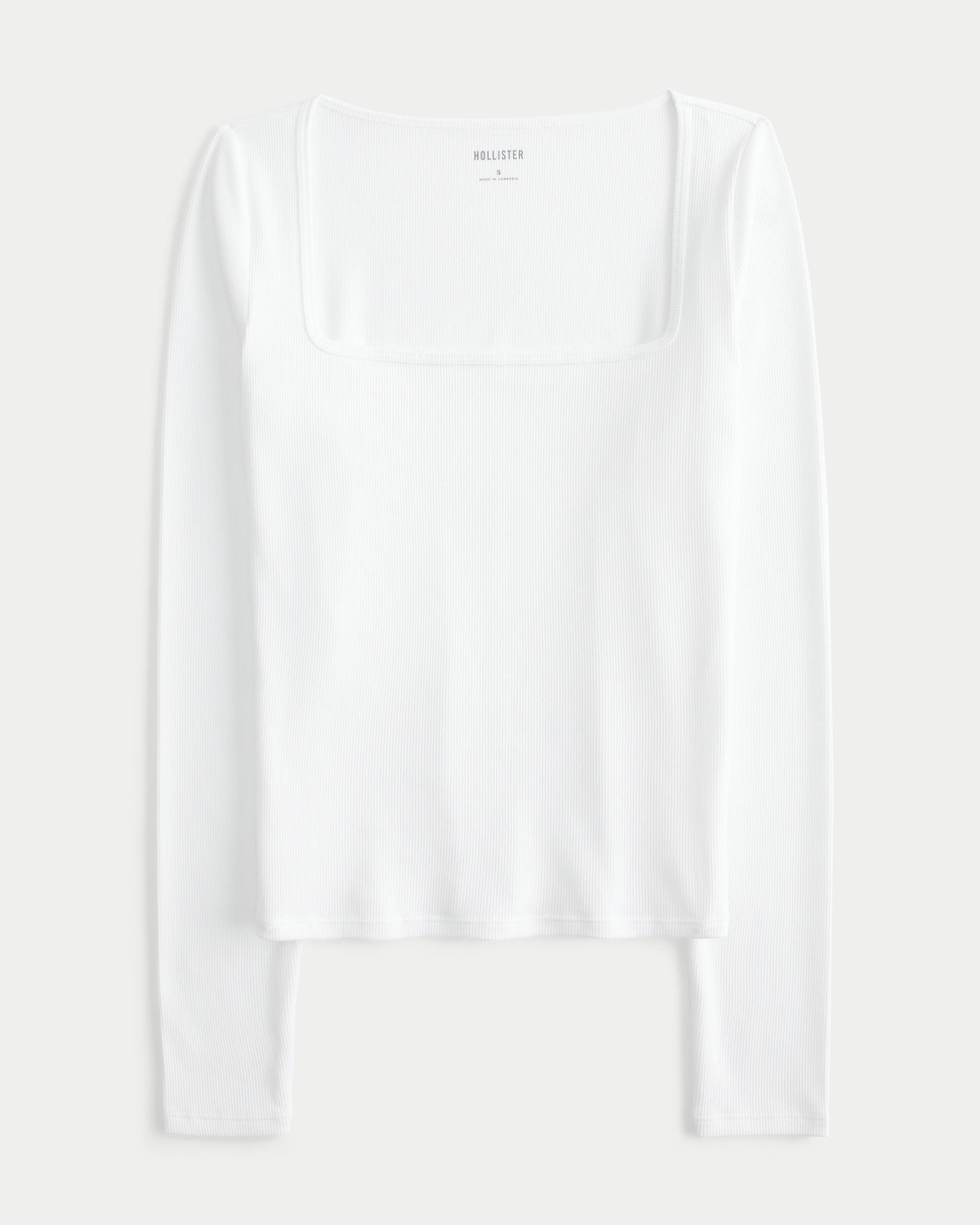 Ribbed Seamless Fabric Square-Neck Top Product Image