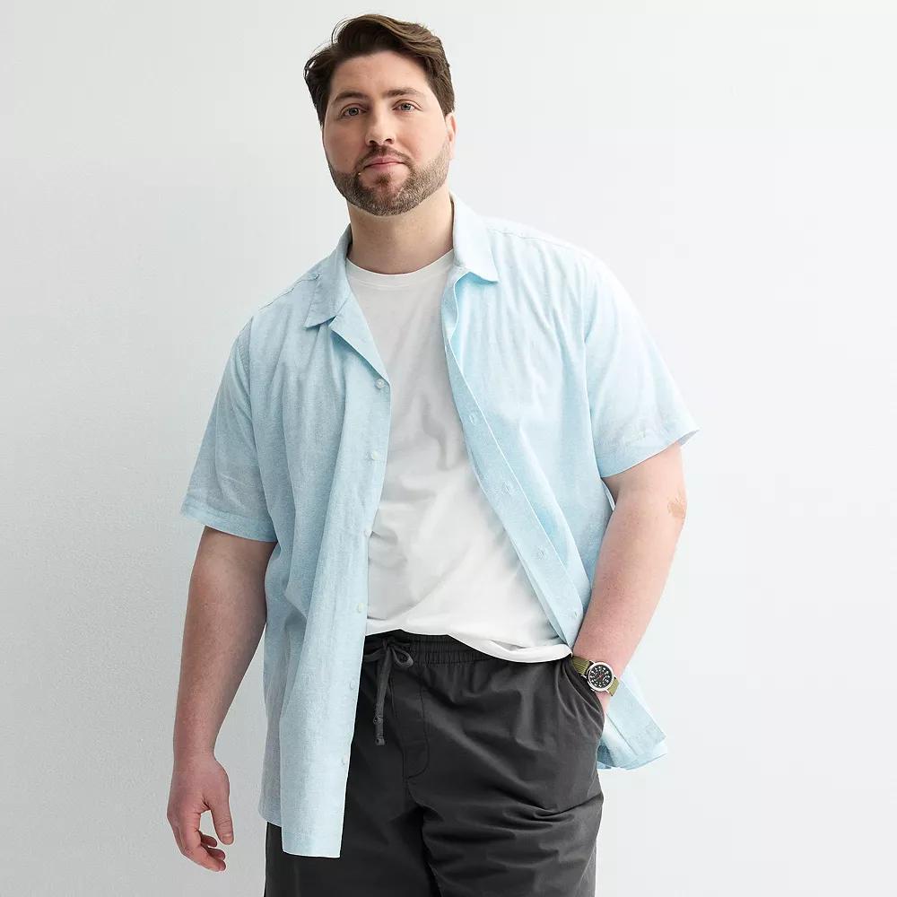 Big & Tall Sonoma Goods For Life® Short Sleeve Vacation Button-Down Shirt, Men's, Size: 2XB, Tiny Wave Blue Product Image