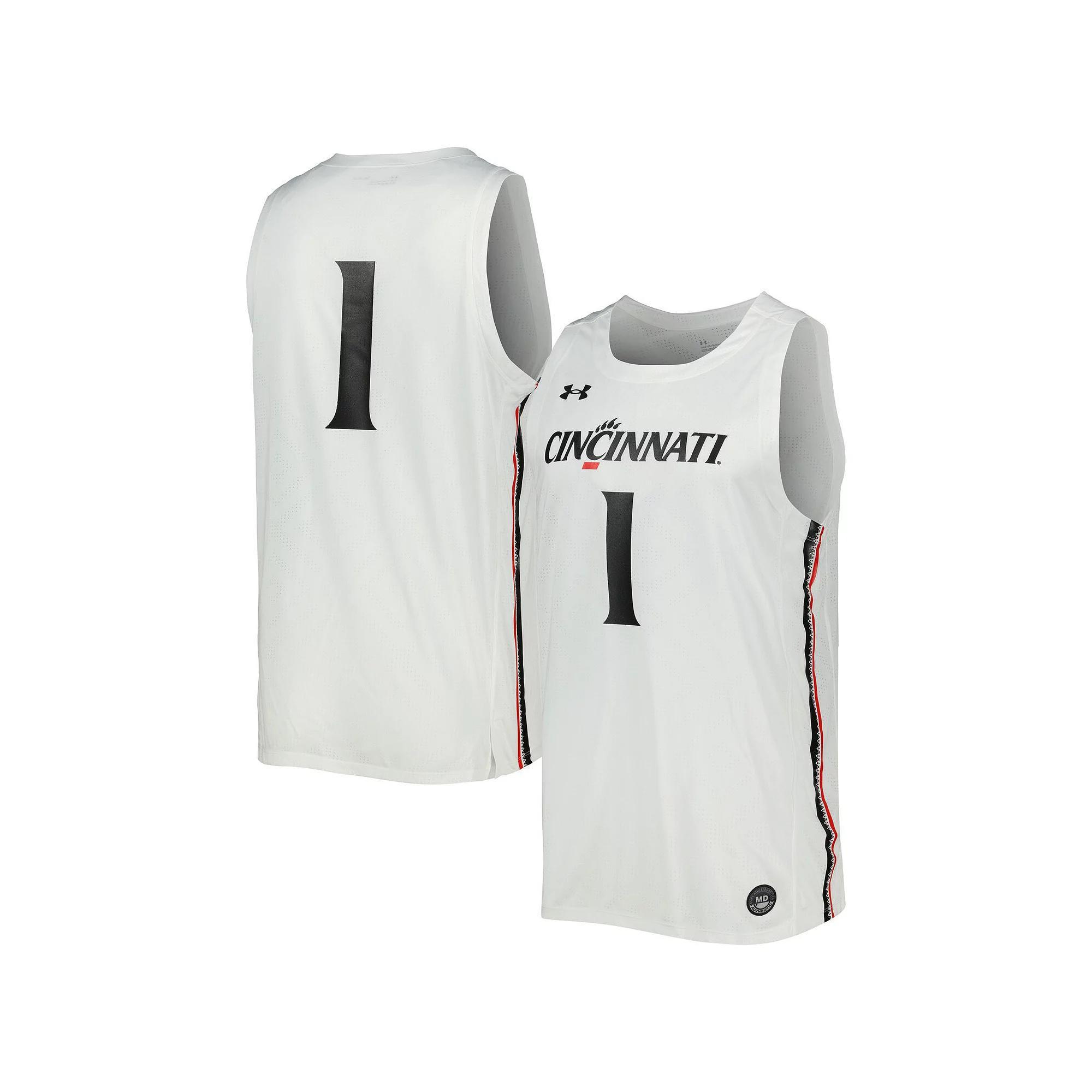 Men's Under Armour #1 White Cincinnati Bearcats Team Replica Basketball Jersey, Size: Medium Product Image