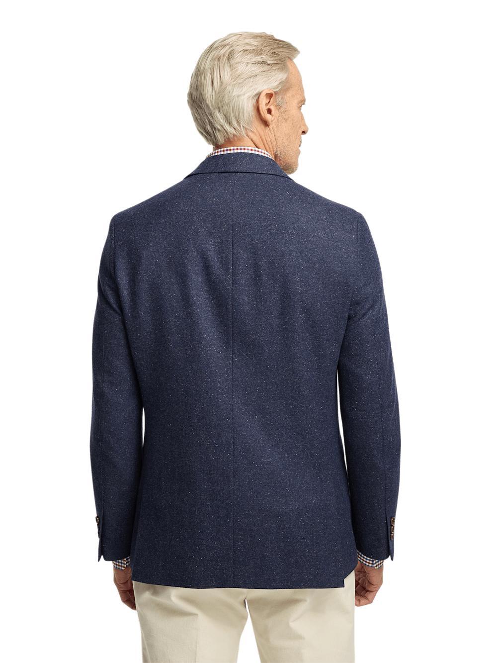 Wool Blend Donegal Single Breasted Notch Lapel Sport Coat - Navy Product Image