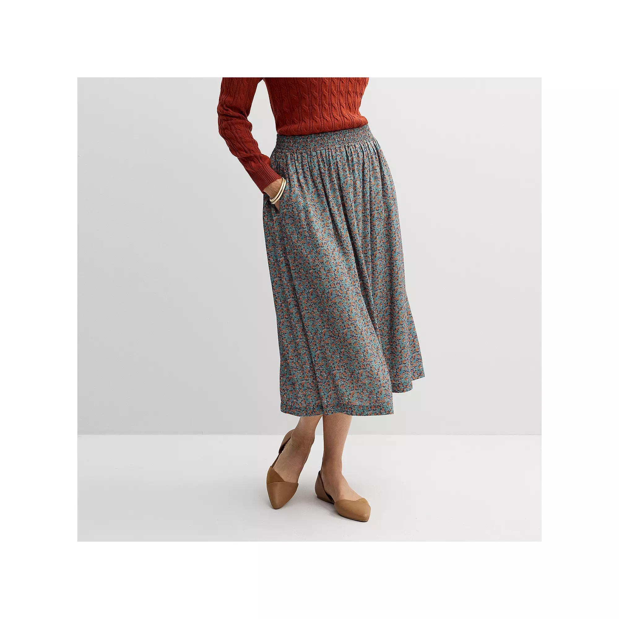 Petite Croft & Barrow Tiered Polished-Front Pull-On Skirt, Women's, Size: XXL Petite, Green Garden Product Image