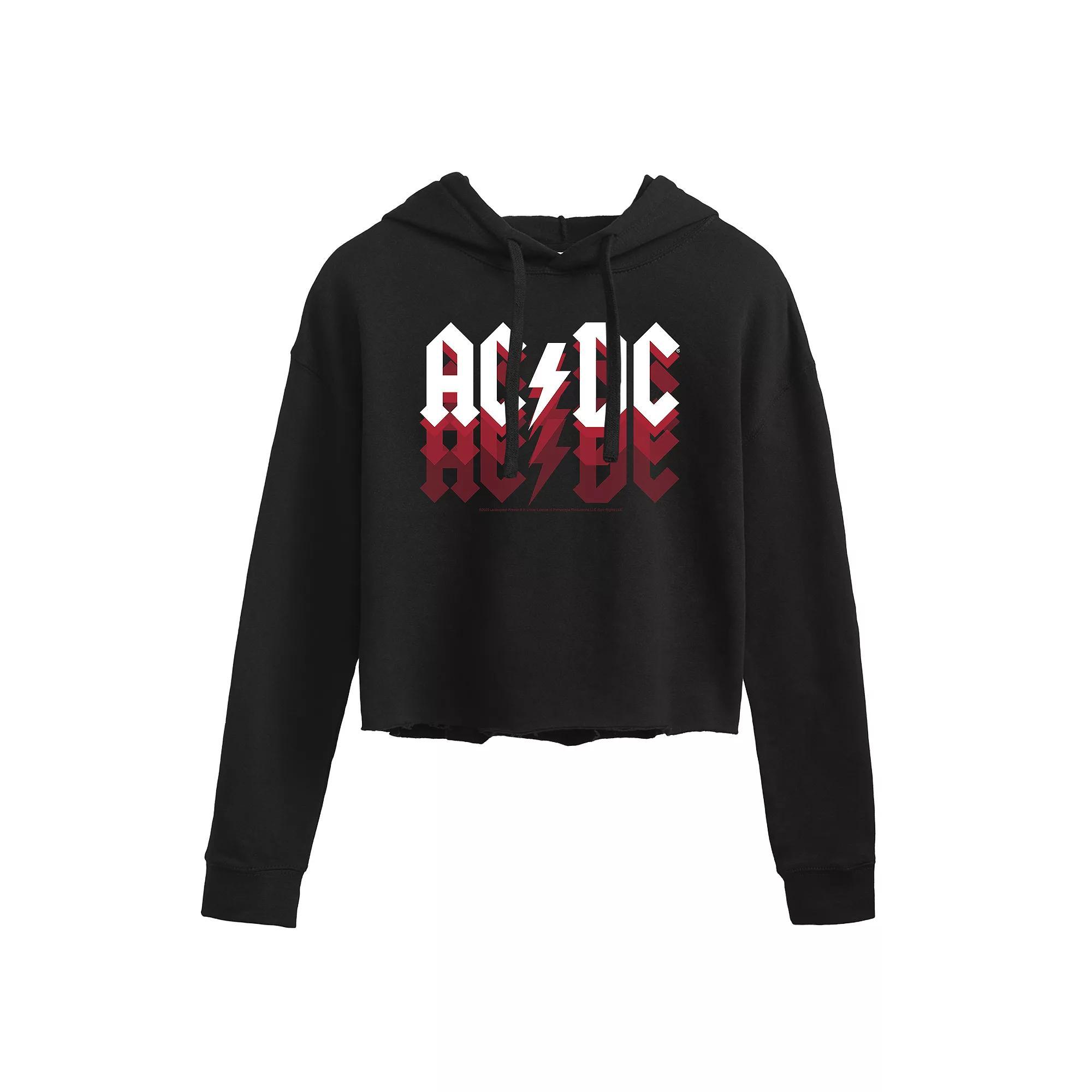 Juniors AC/DC Fade Logo Cropped Graphic Hoodie, Girls Product Image