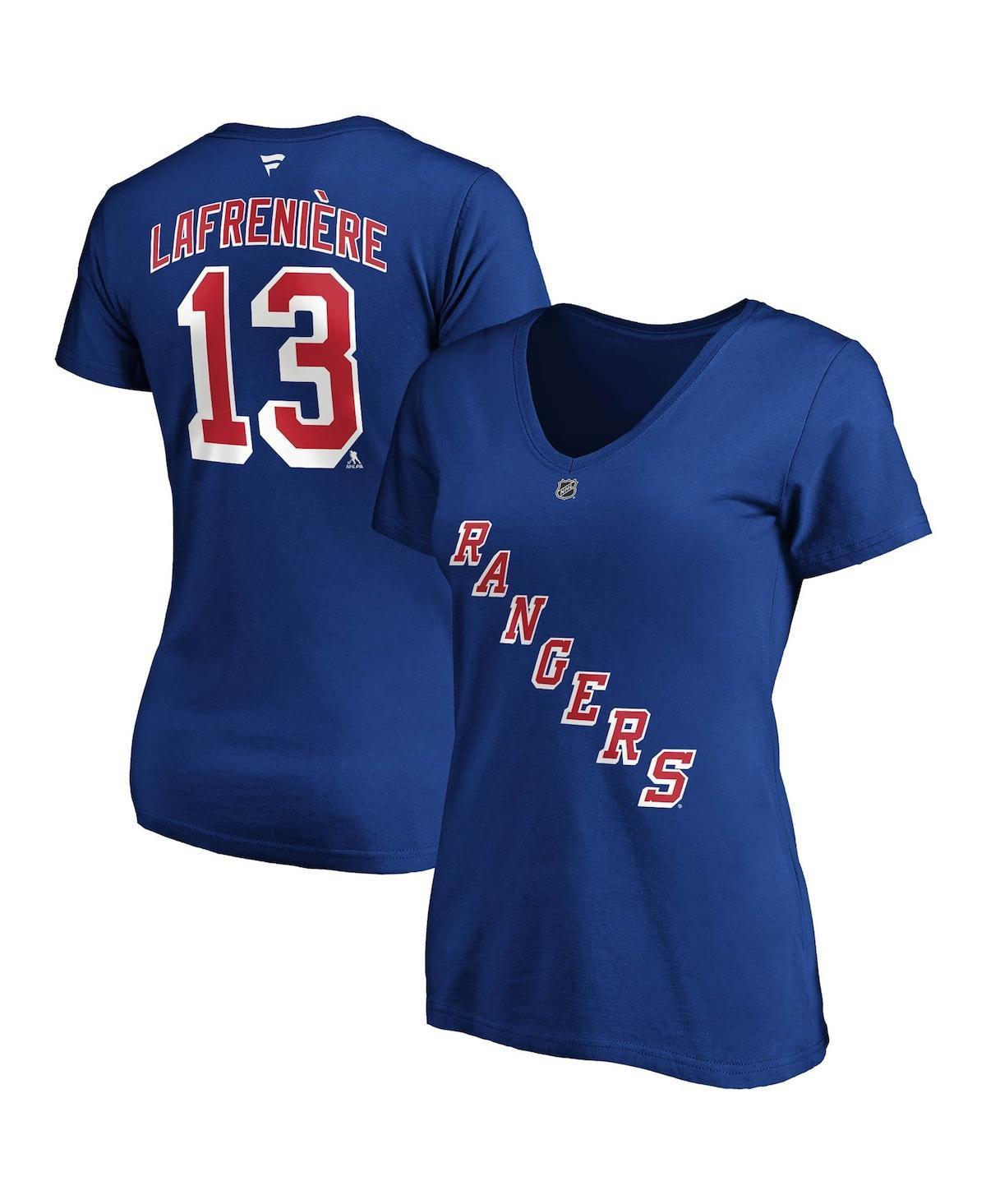 Women's Fanatics Branded Alexis Lafreniere Blue New York Rangers Plus Size Name & Number V-Neck T-Shirt, Size: 2XL, Ran Blue Product Image