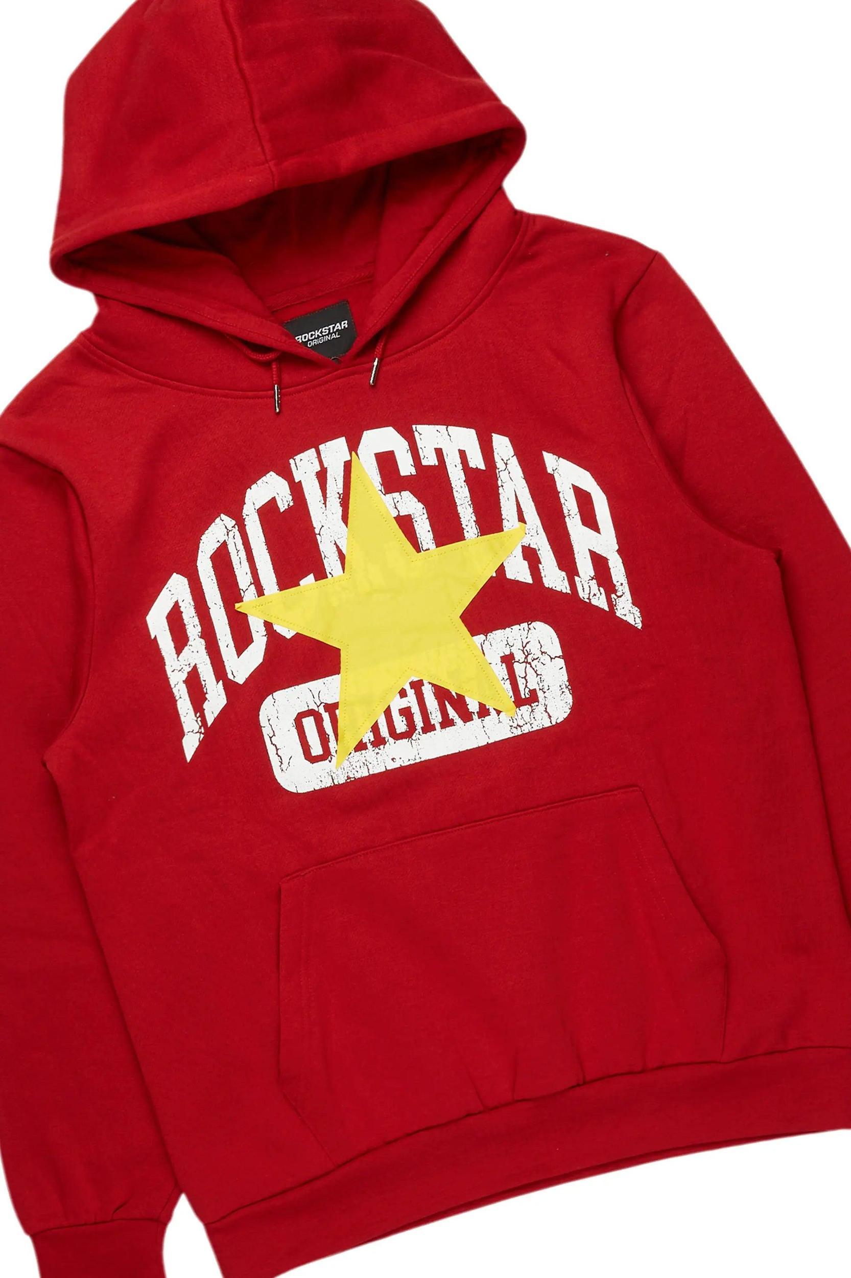 Mallor Burgundy Baggy Stacked Hoodie Track Set Male Product Image