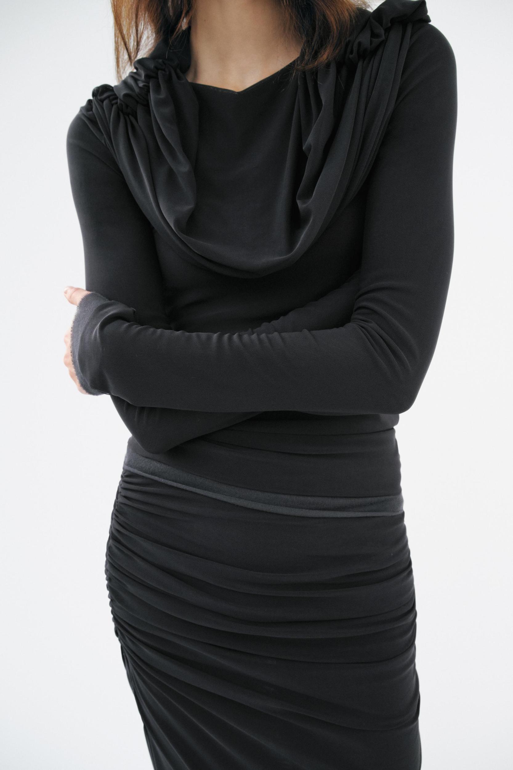 TULLE DRAPED COLLAR TOP Product Image