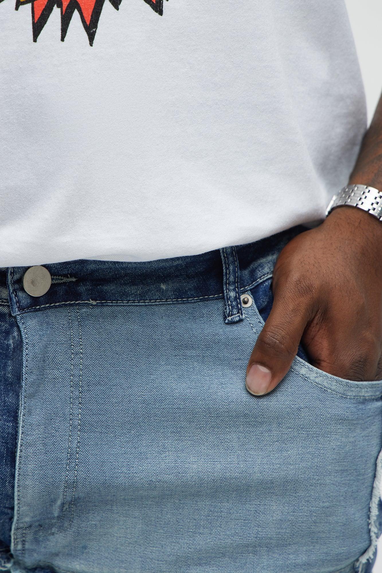 Skinny Patch It With Fray Jeans - Medium Blue Wash Product Image