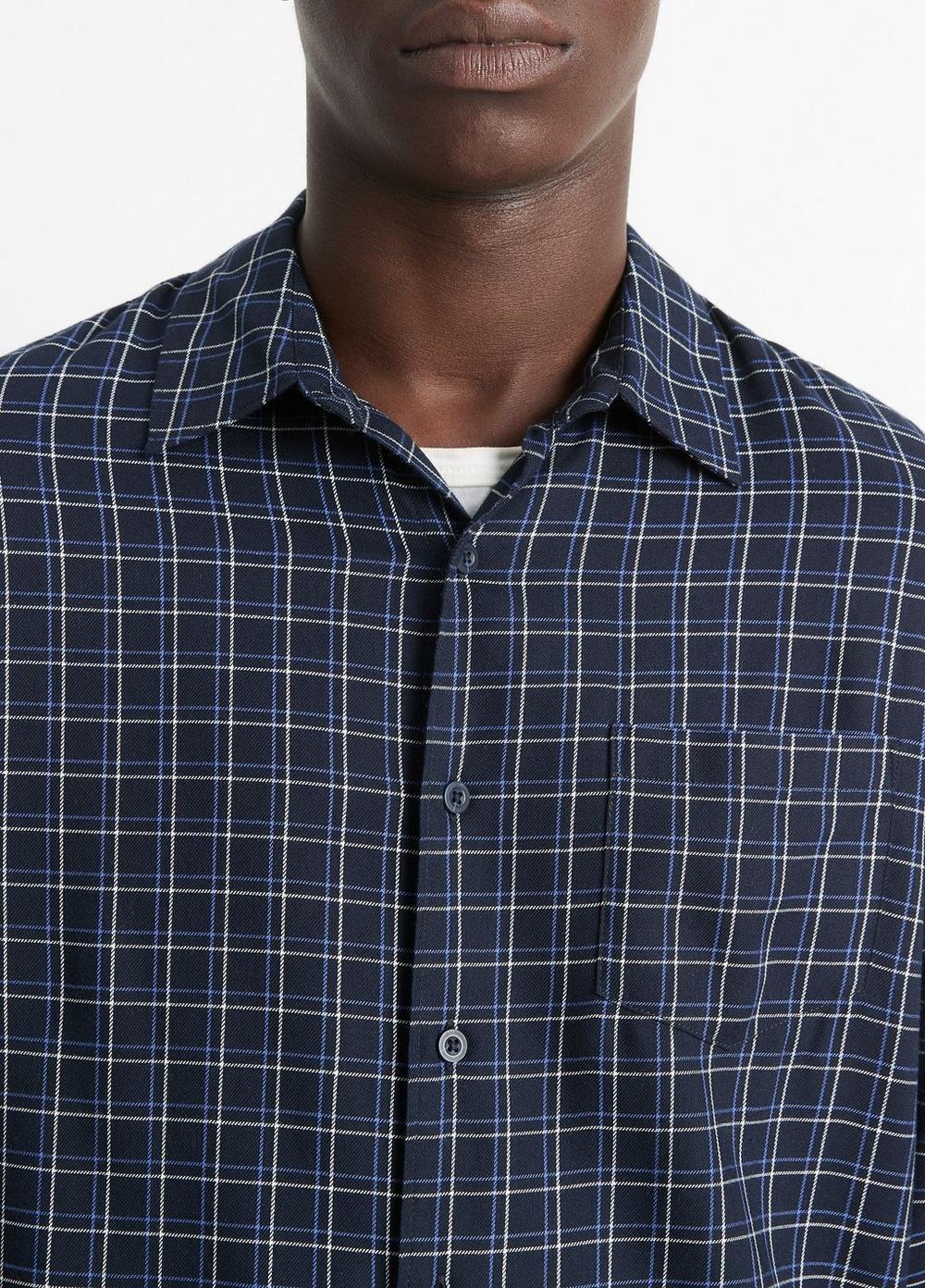 Mens Ynez Plaid Cotton-Blend Shirt, Coastal Blue/faded Cobalt, Size XL Vince Product Image
