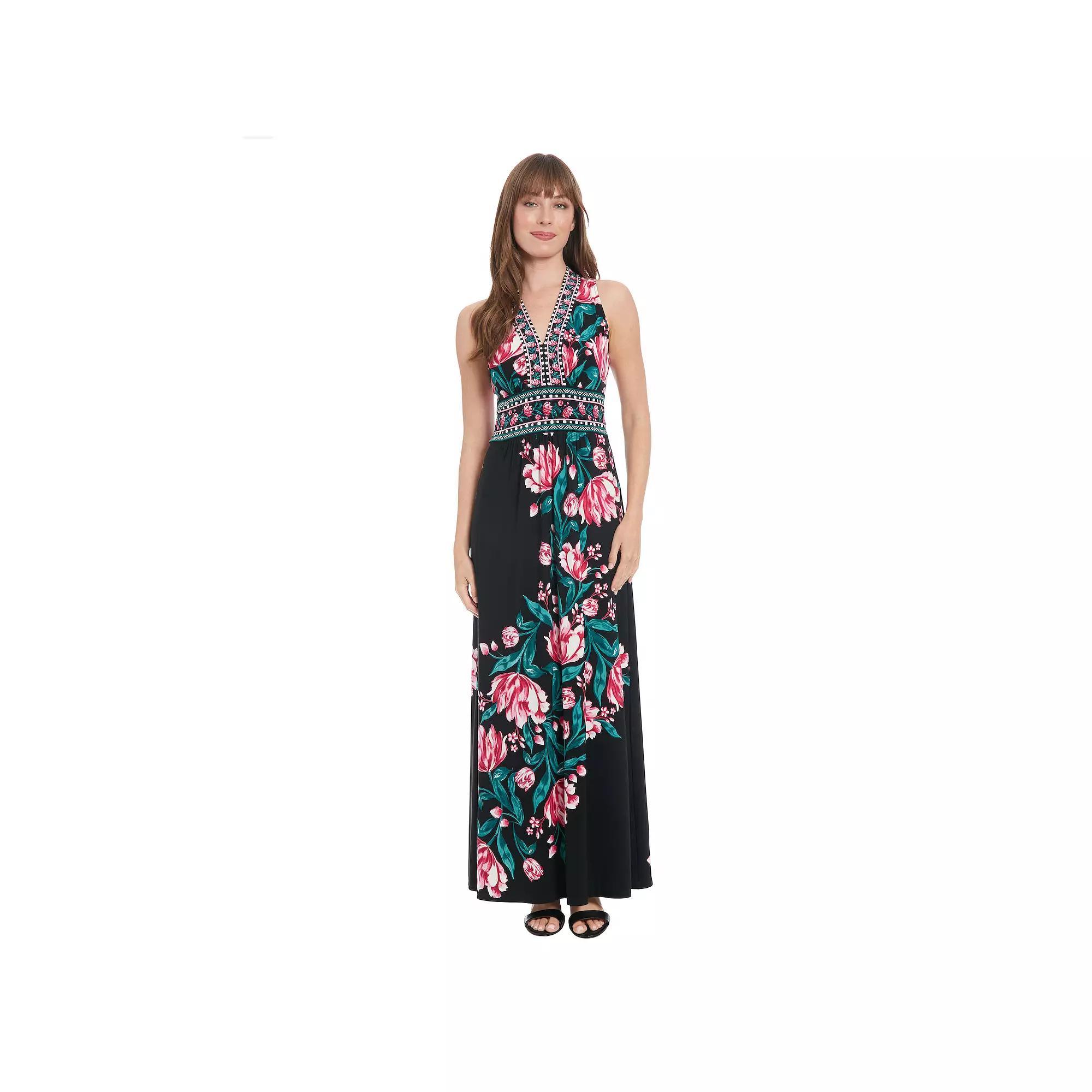 Petite London Times Floral Print V-Neck Maxi Dress, Womens Product Image