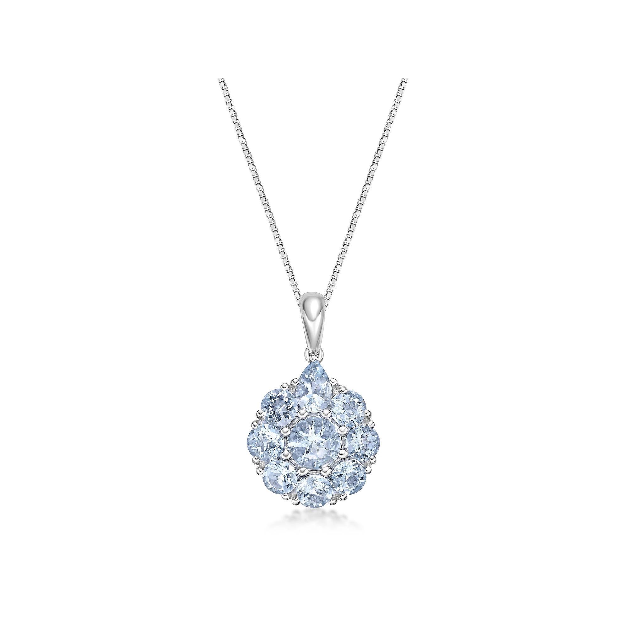 Gemminded 10k White Gold Aquamarine Pendant Necklace, Women's, Size: 18" Product Image