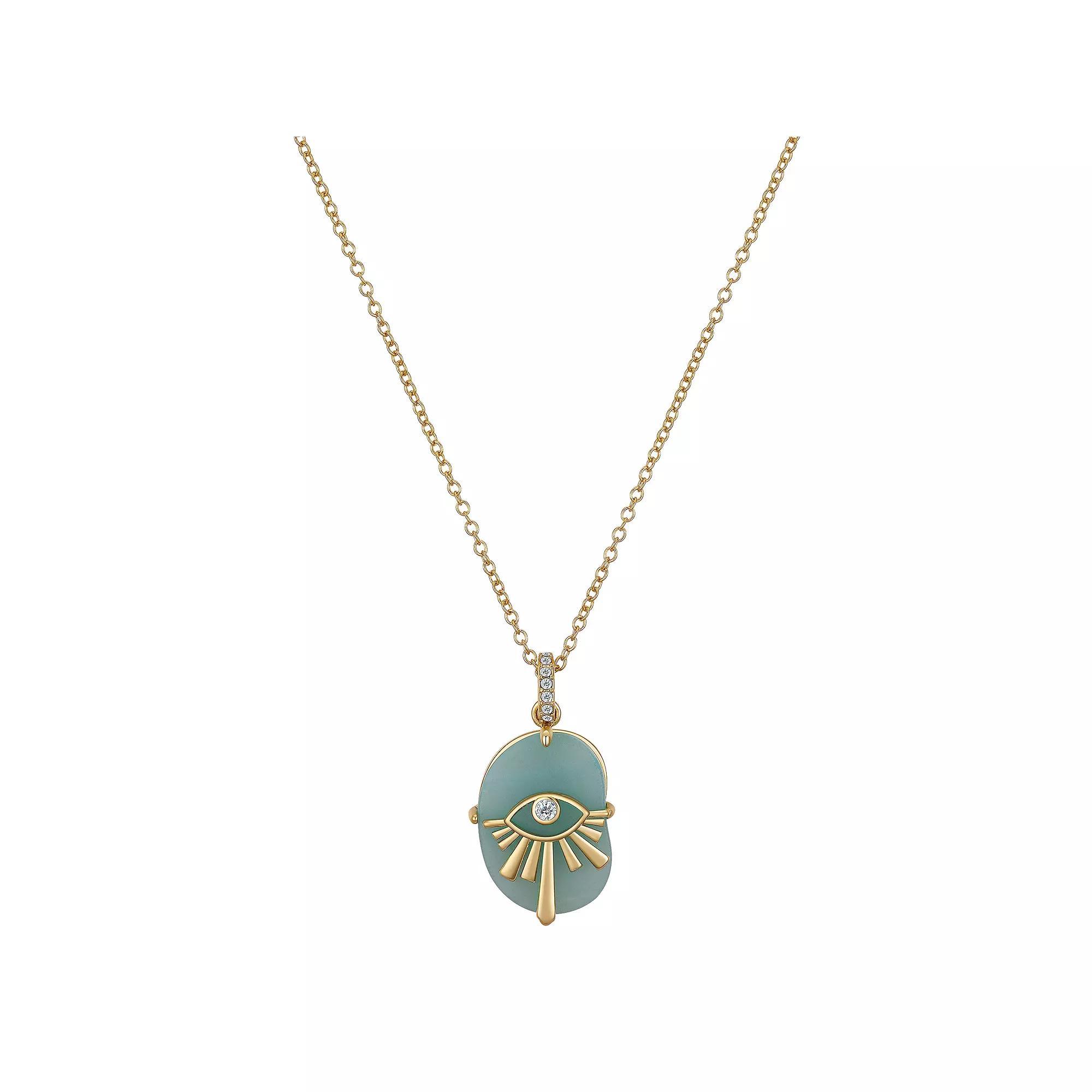 Love This Life® 14k Gold Plated Amazonite & Crystal Evil Eye Protection Necklace, Women's, Size: 18" Product Image