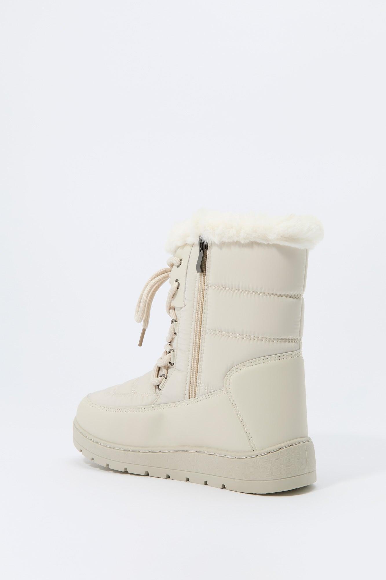 Faux Fur Collared Lace Up Winter Boot Female Product Image