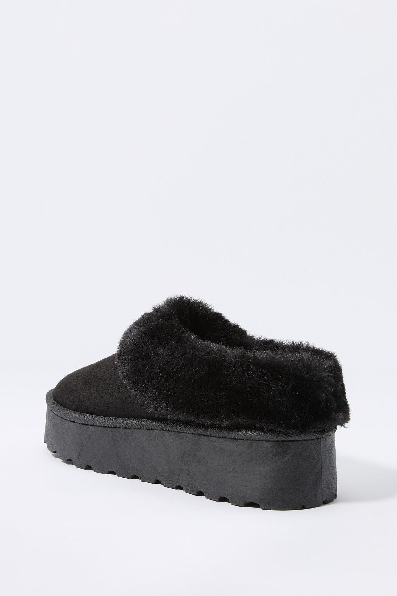 Faux Fur Collared Platform Slipper Bootie Female Product Image