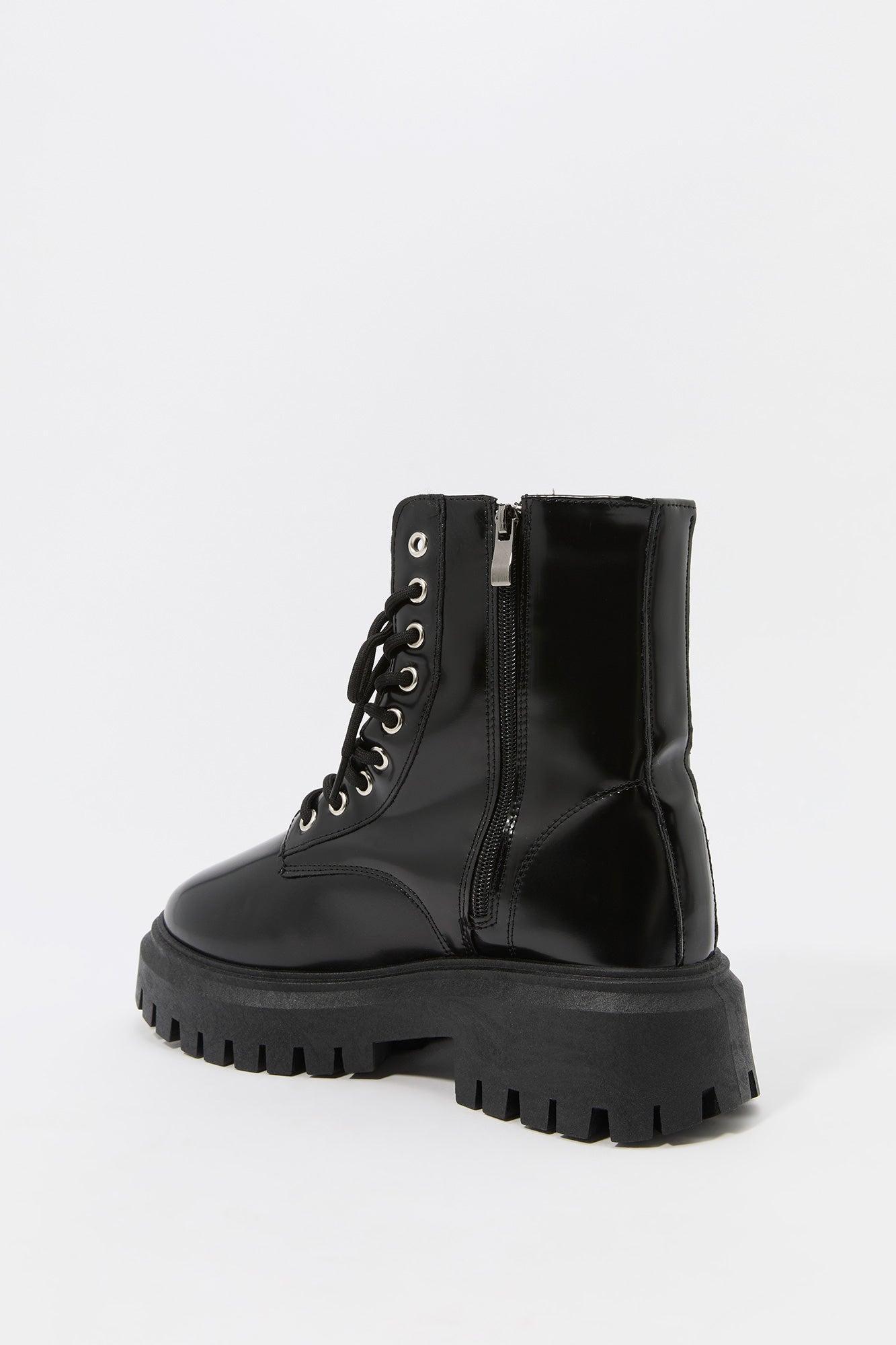 Faux Leather Platform Boot Female Product Image