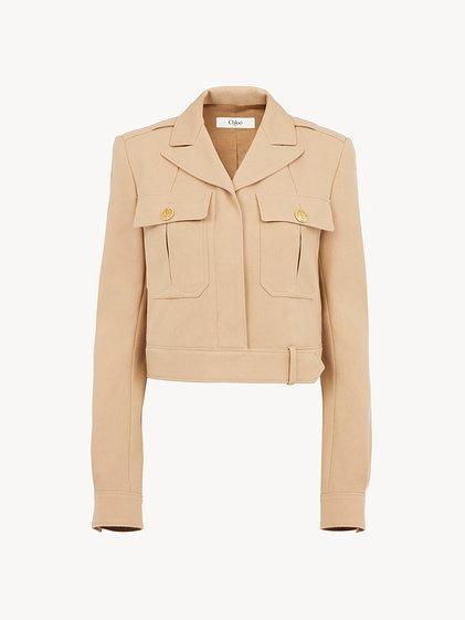 Cropped saharienne jacket in cotton drill Product Image