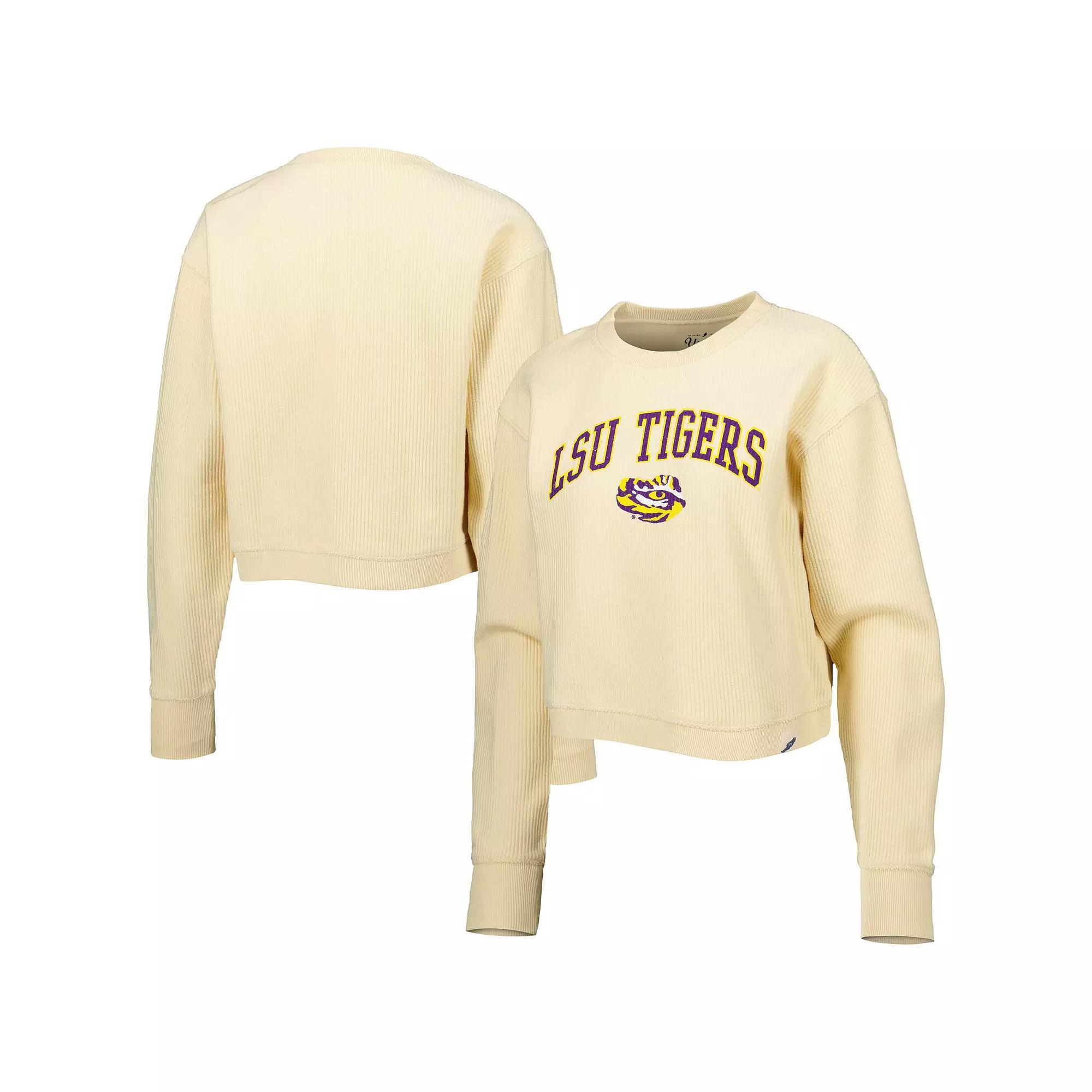 Womens League Collegiate Wear Cream LSU Tigers Classic Campus Corded Timber Sweatshirt Product Image
