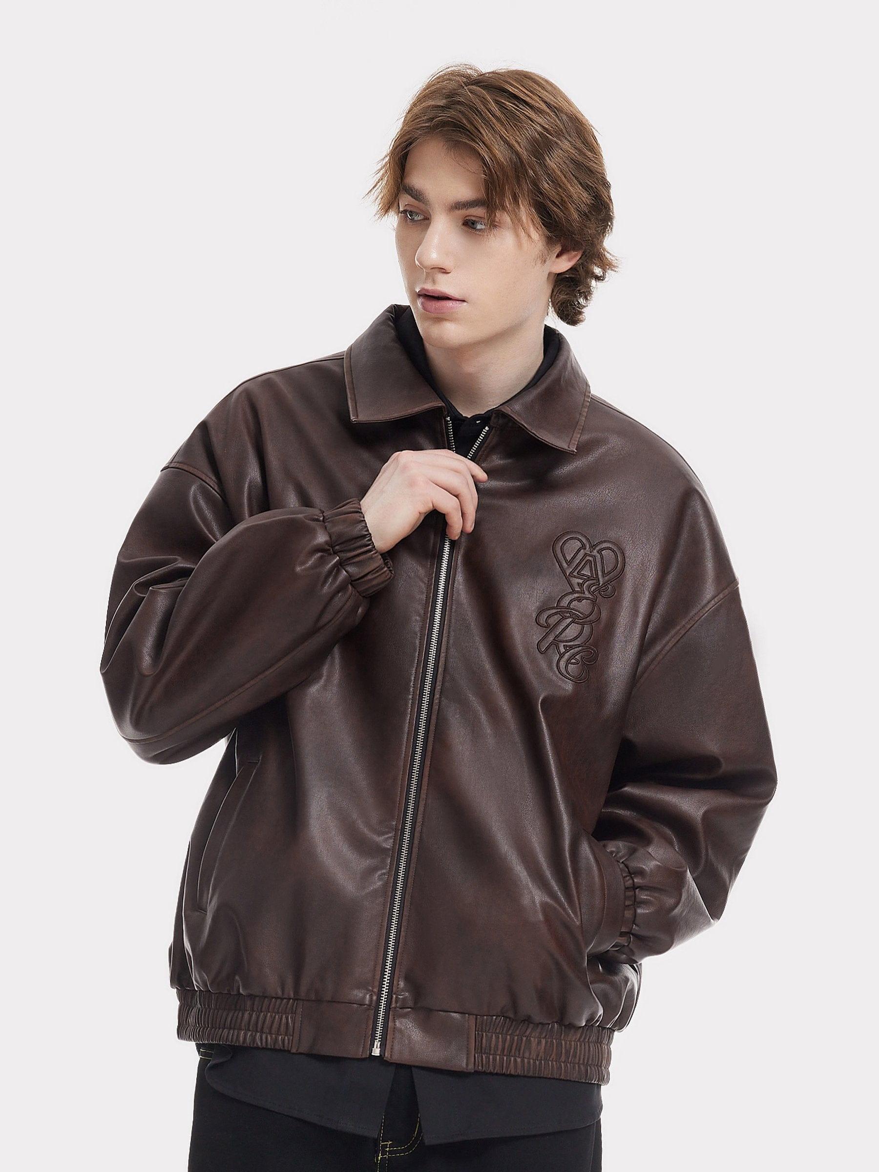 Aelfric Eden Embroidery Fold-Over Faux Leather Jacket Product Image