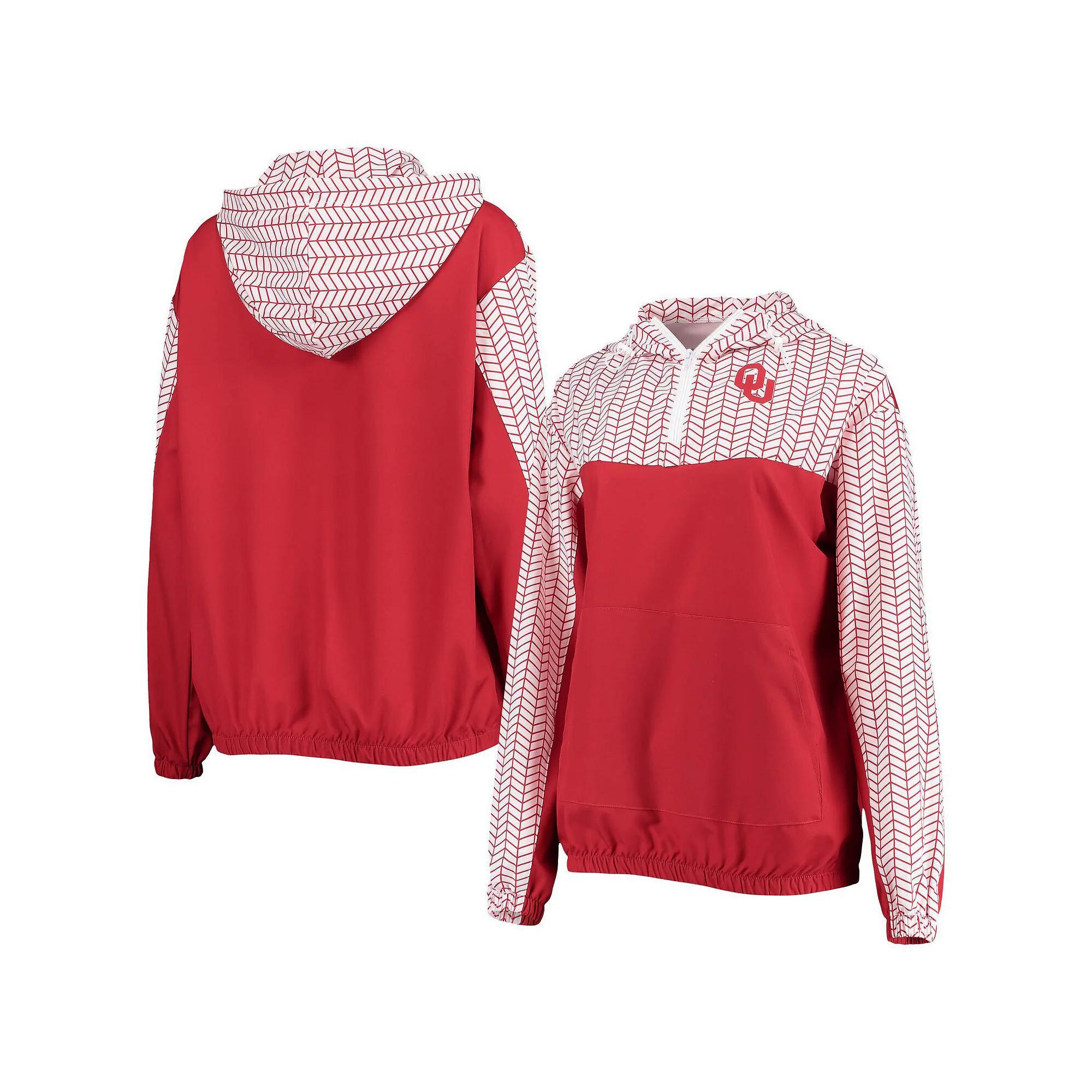 Women's ZooZatz Crimson Oklahoma Sooners Chevron Swishy Quarter-Zip Hoodie Jacket, Size: Medium, Red Product Image