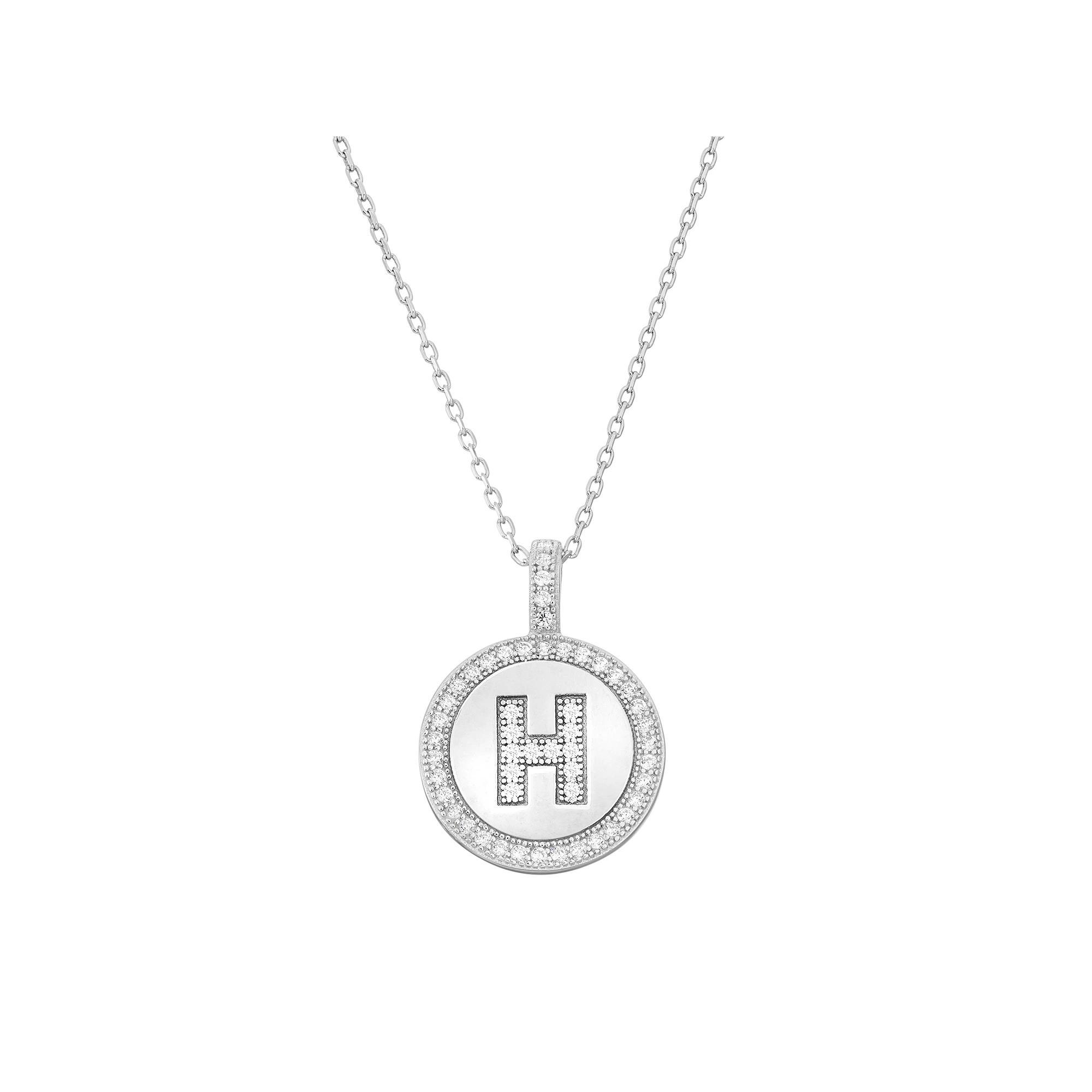 Sterling Silver Cubic Zirconia Initial Pendant Necklace, Women's, Size: 18" Product Image