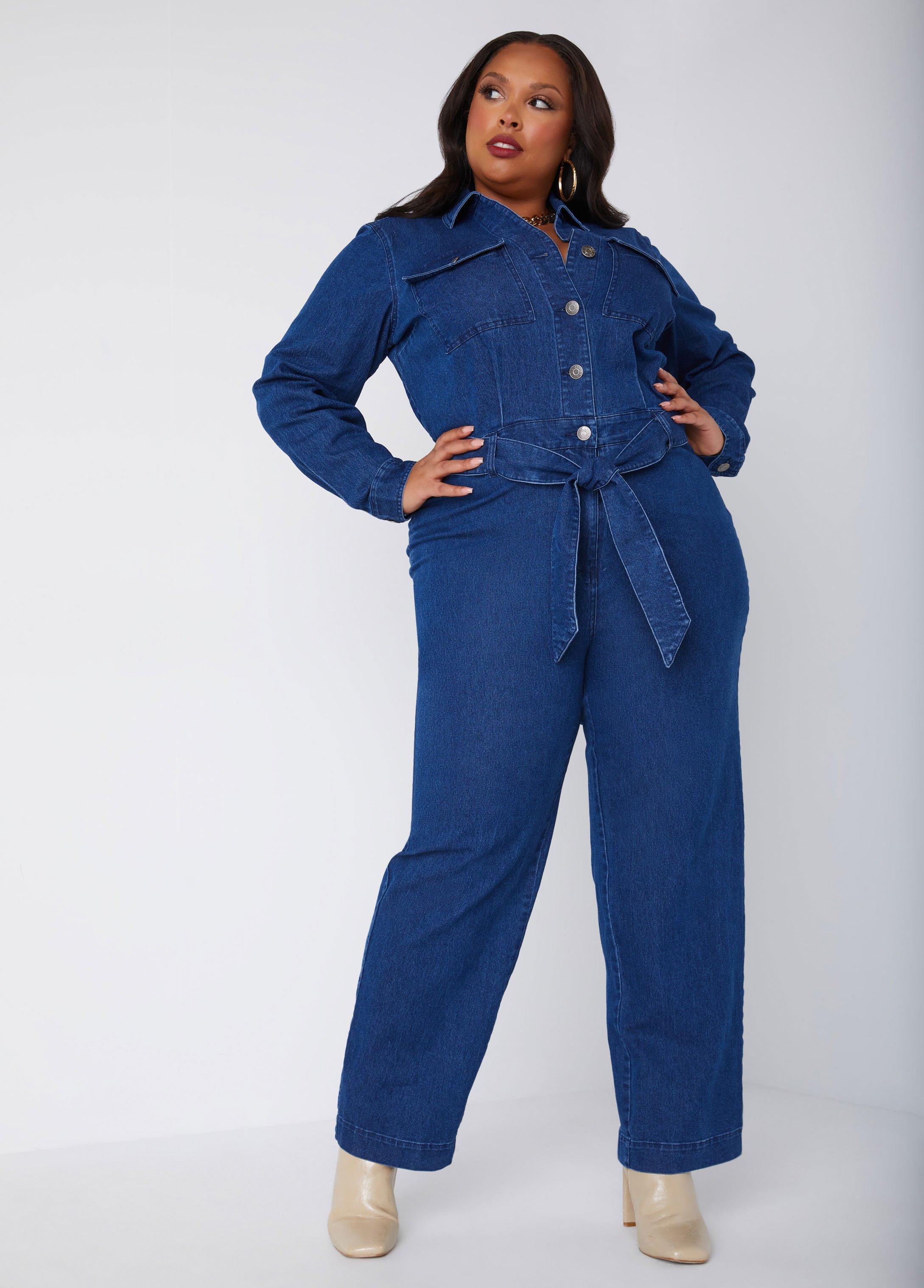 Denim Straight Leg Jumpsuit Product Image