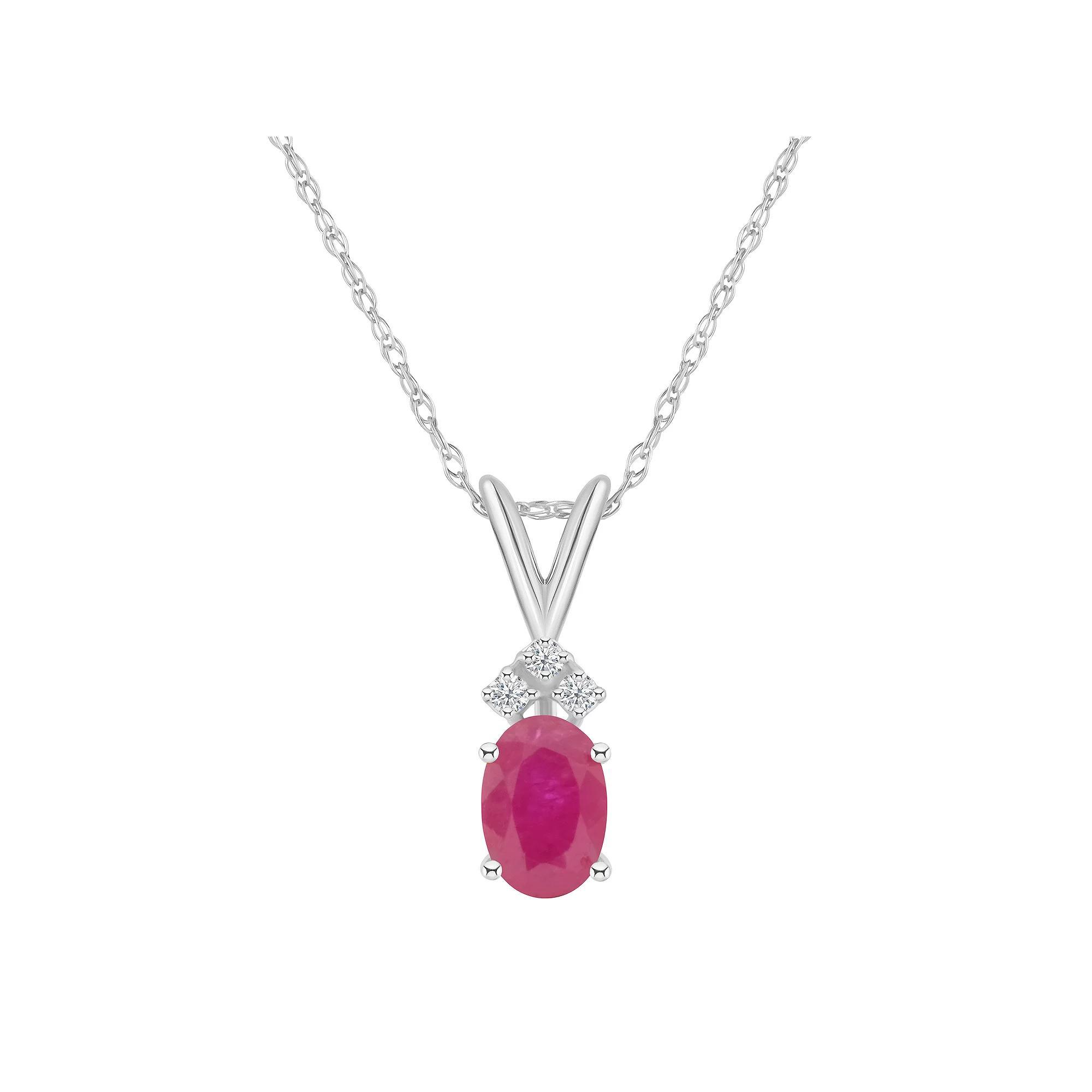 Celebration Gems 14k White Gold Gemstone & Diamond Accent Pendant Necklace, Women's, Size: 18", Green Product Image