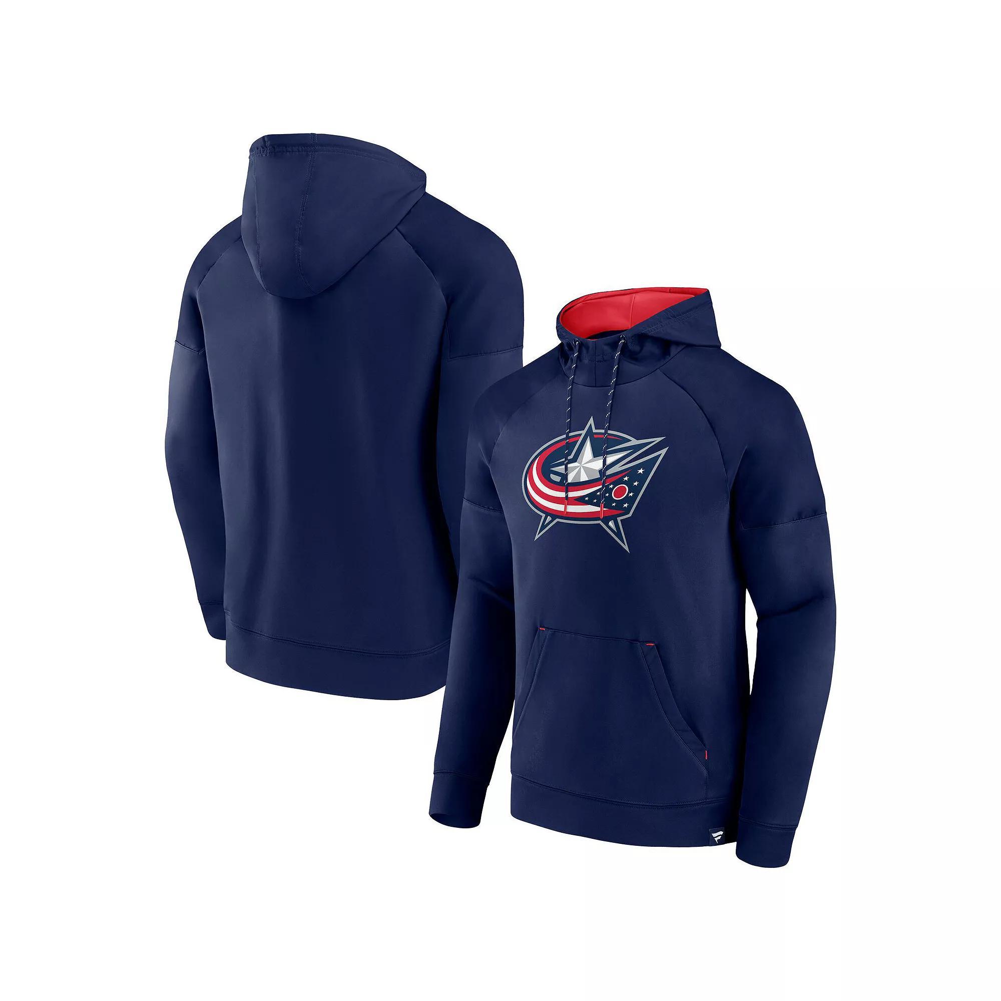 Mens Fanatics Columbus Blue Jackets Iconic Defender Raglan Pullover Hoodie Product Image