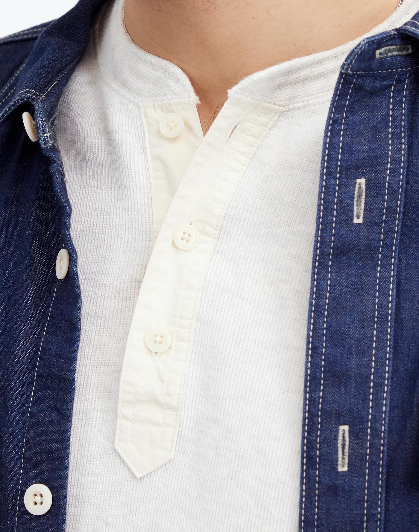 French Rib Knit Long-Sleeve Henley Tee Product Image
