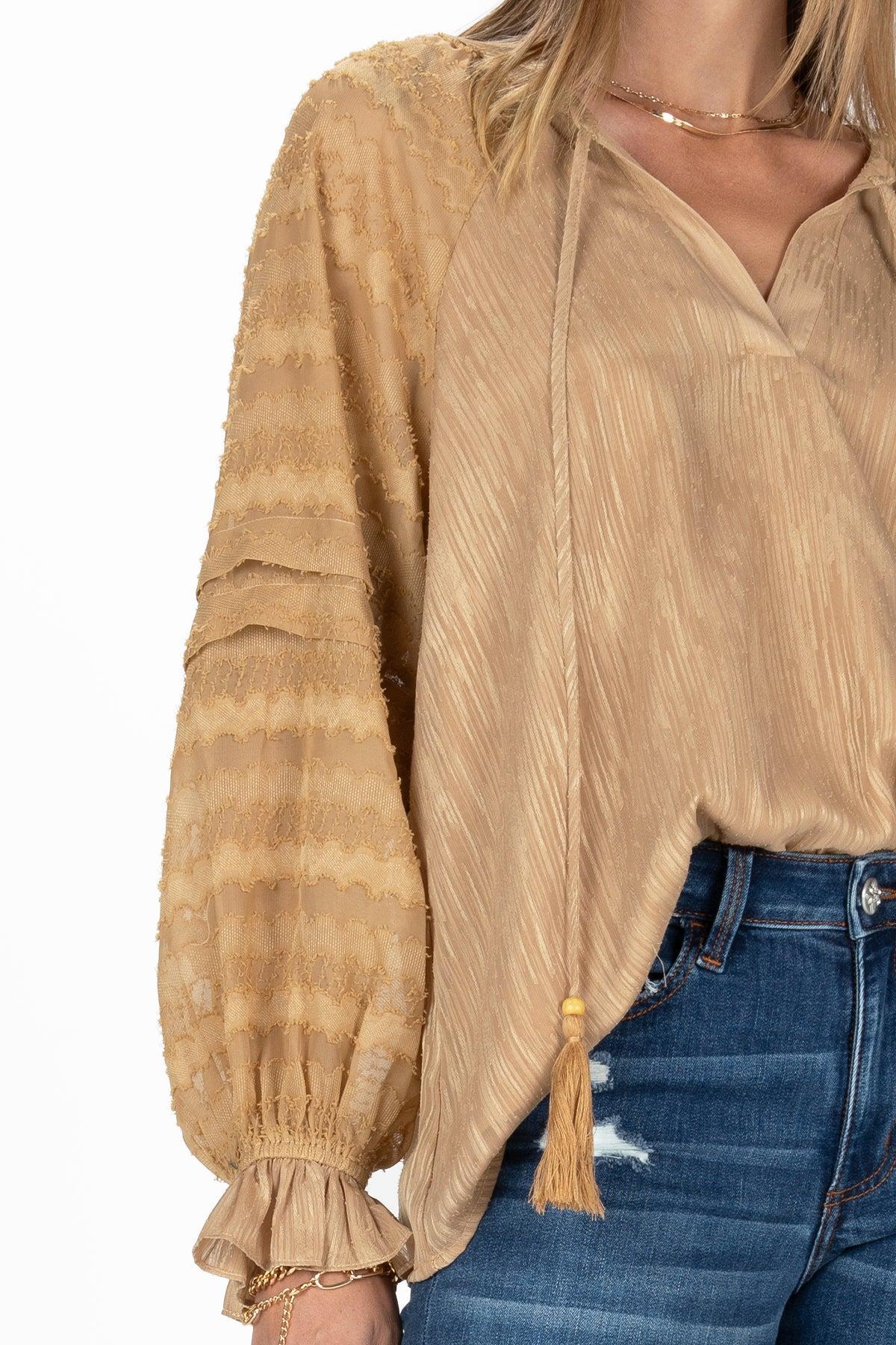 Textured Long Sleeve Blouse Product Image