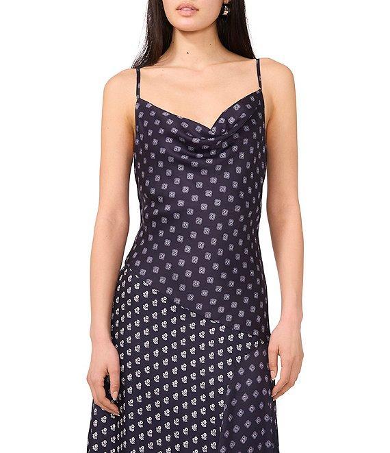 1. STATE Woven Printed Cowl Neck Sleeveless Asymmetric Hem Slip Maxi Dress Product Image
