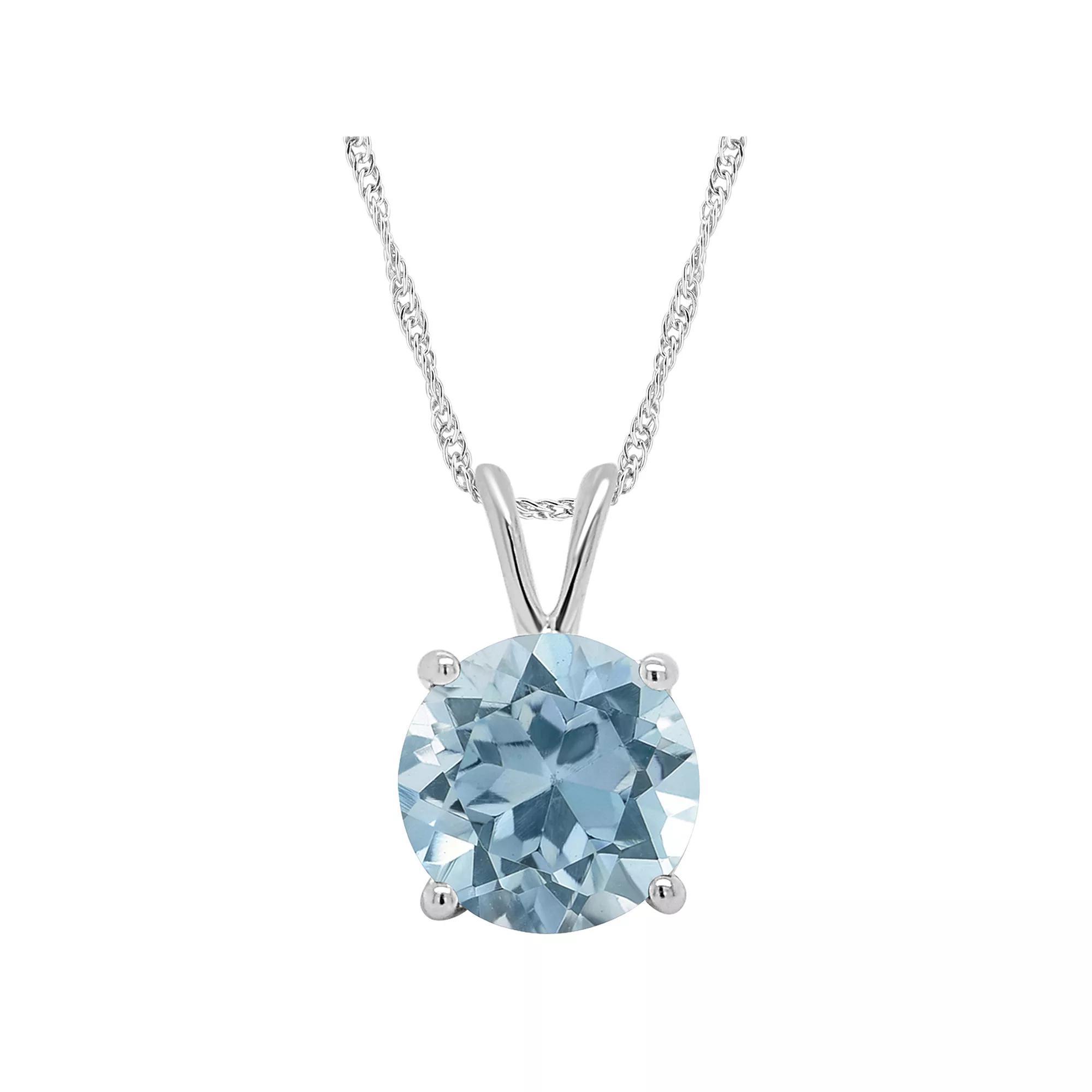 Alyson Layne 14k Gold Round Sky Blue Topaz Pendant Necklace, Women's, Size: 18", 14k White Gold Product Image