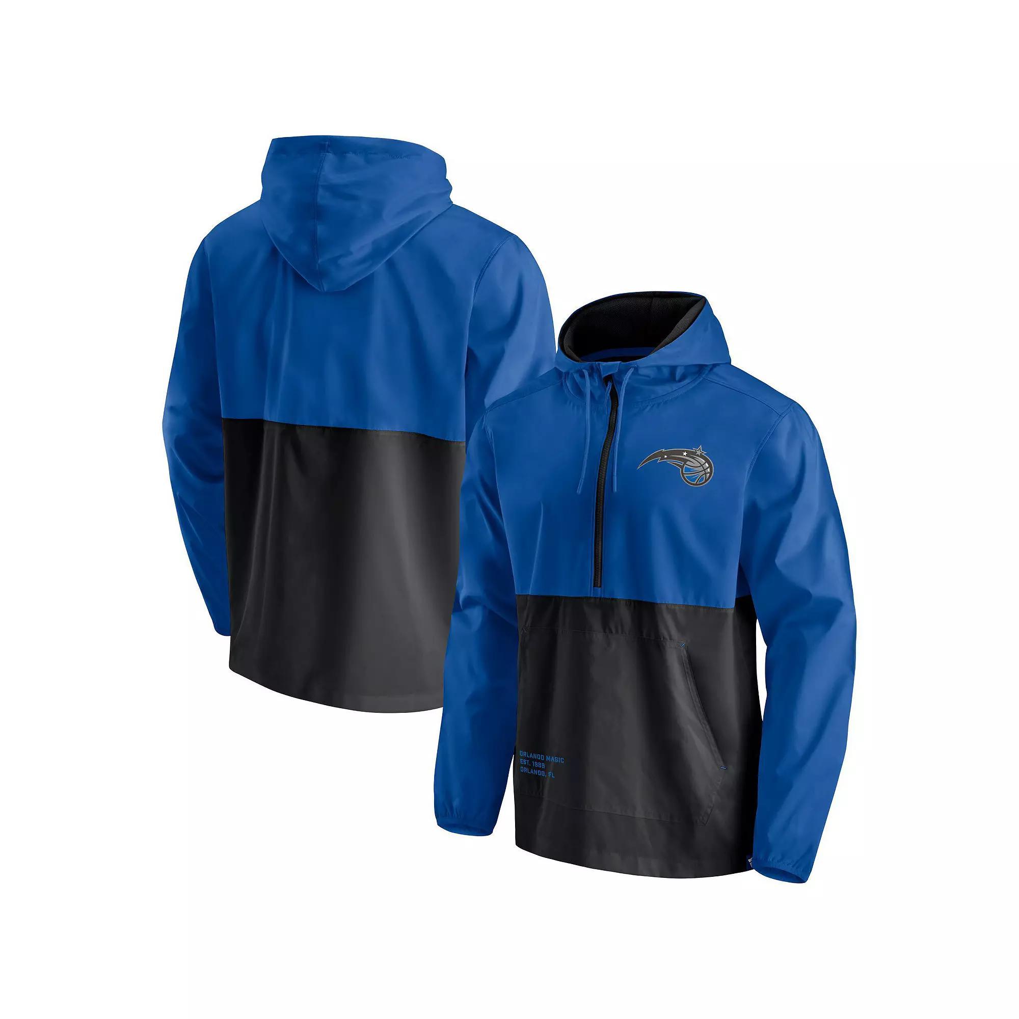 Men's Fanatics Branded Blue/Black Orlando Magic Anorak Block Party Windbreaker Half-Zip Hoodie Jacket, Size: XL, Mag Blue Product Image