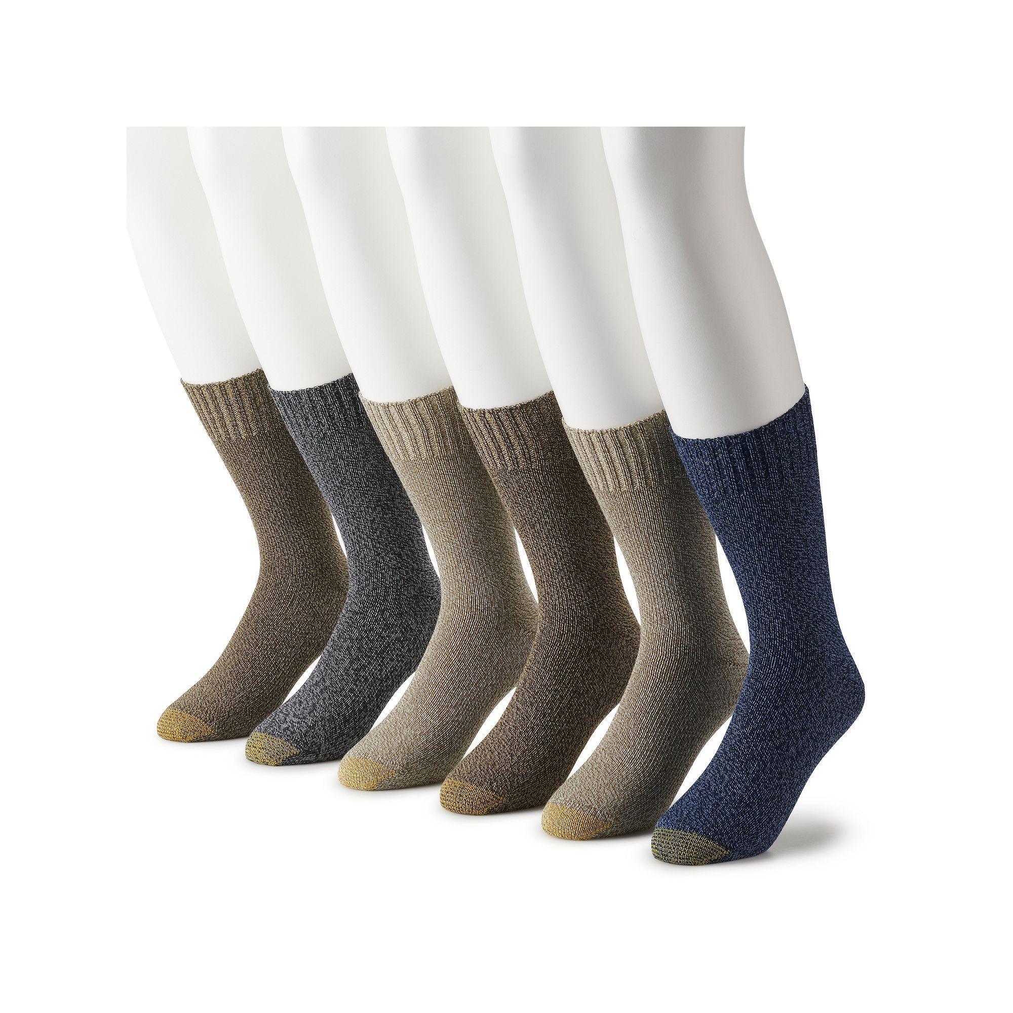 Men's GOLDTOE® 6-pack Hudson Crew Socks, Size: 6-12, Green Marl Product Image