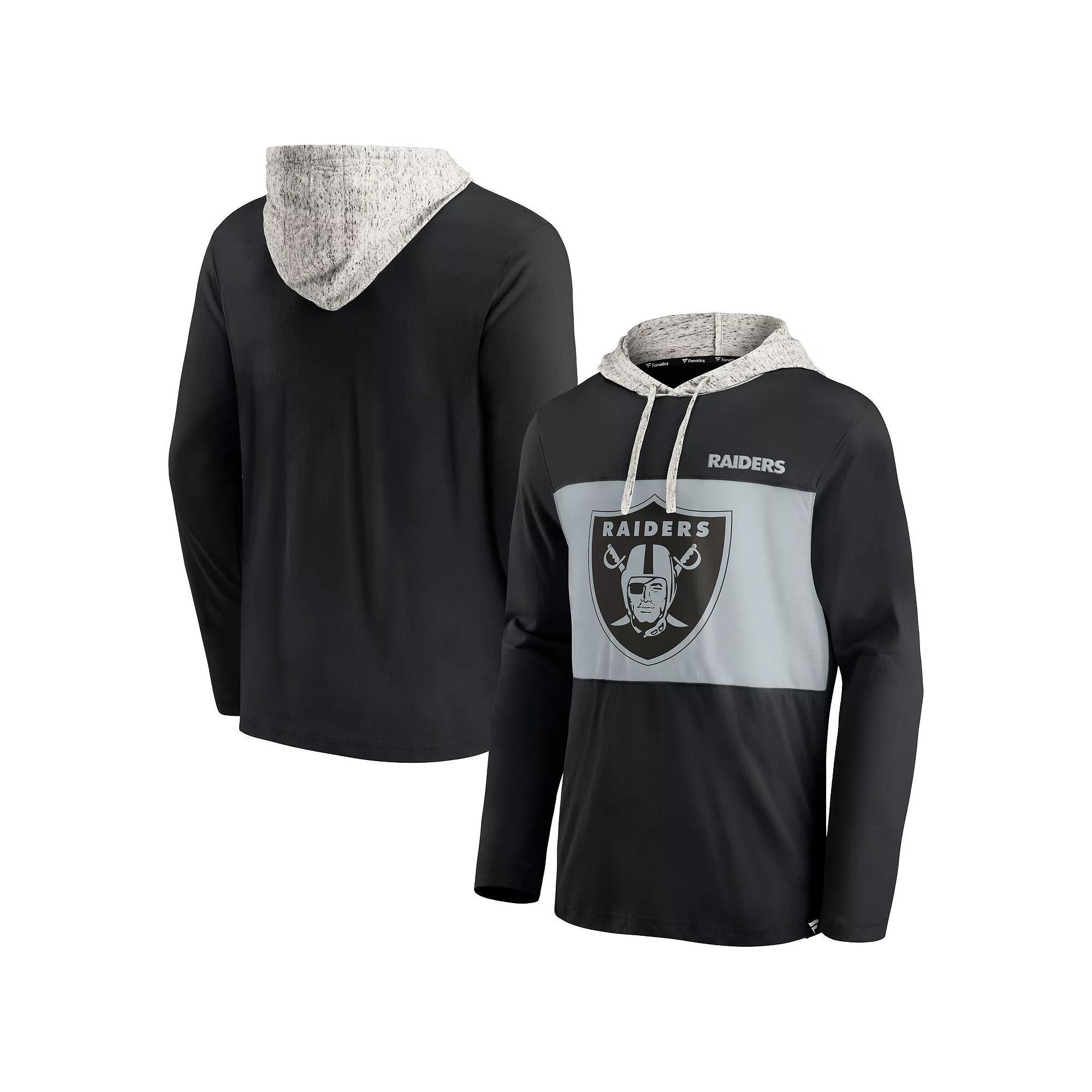 Men's Fanatics Branded Black Las Vegas Raiders Long Sleeve Hoodie T-Shirt, Size: Medium, Lvr Black Product Image